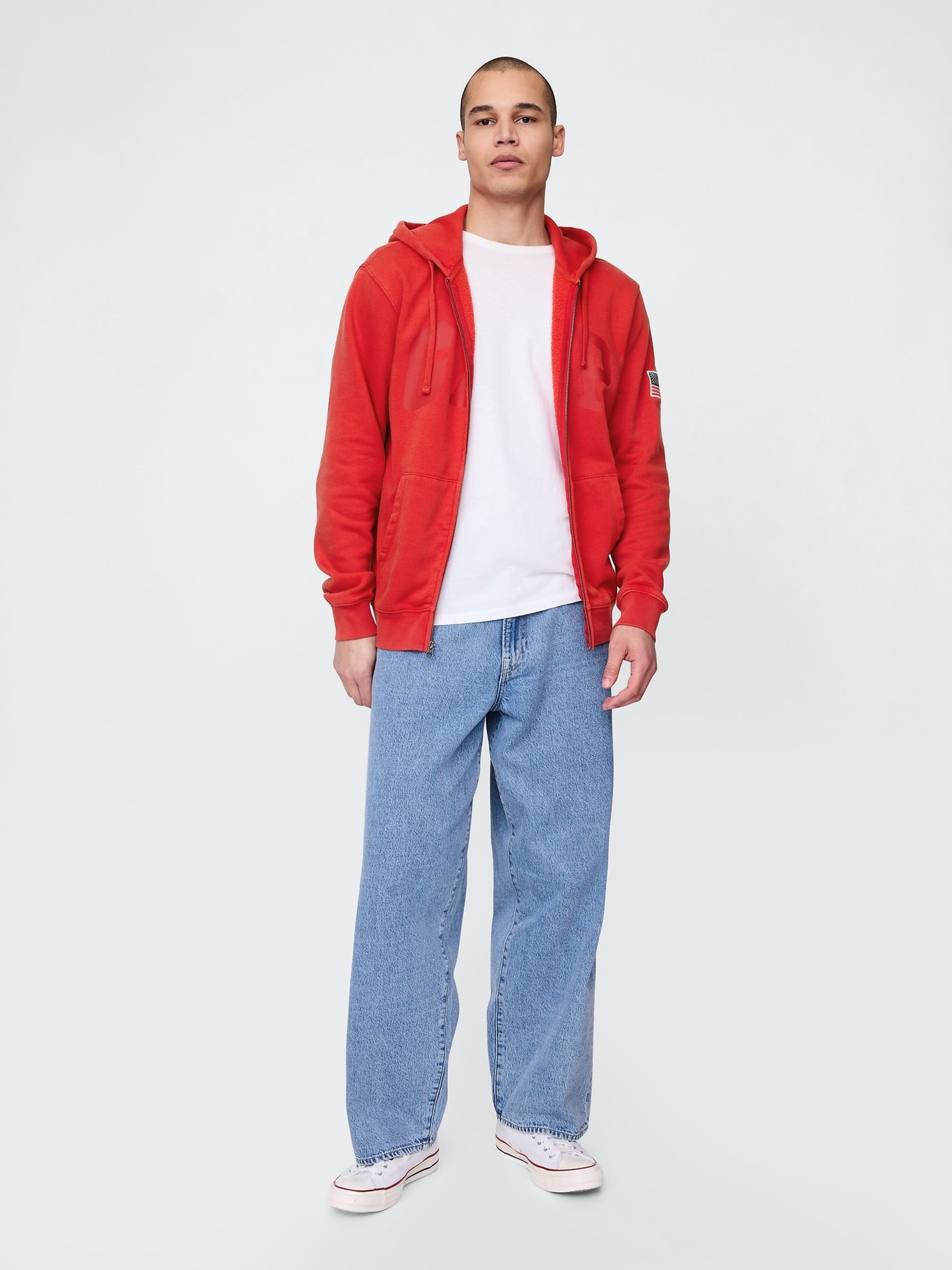 Red VintageSoft Logo Zip Hoodie | Gap