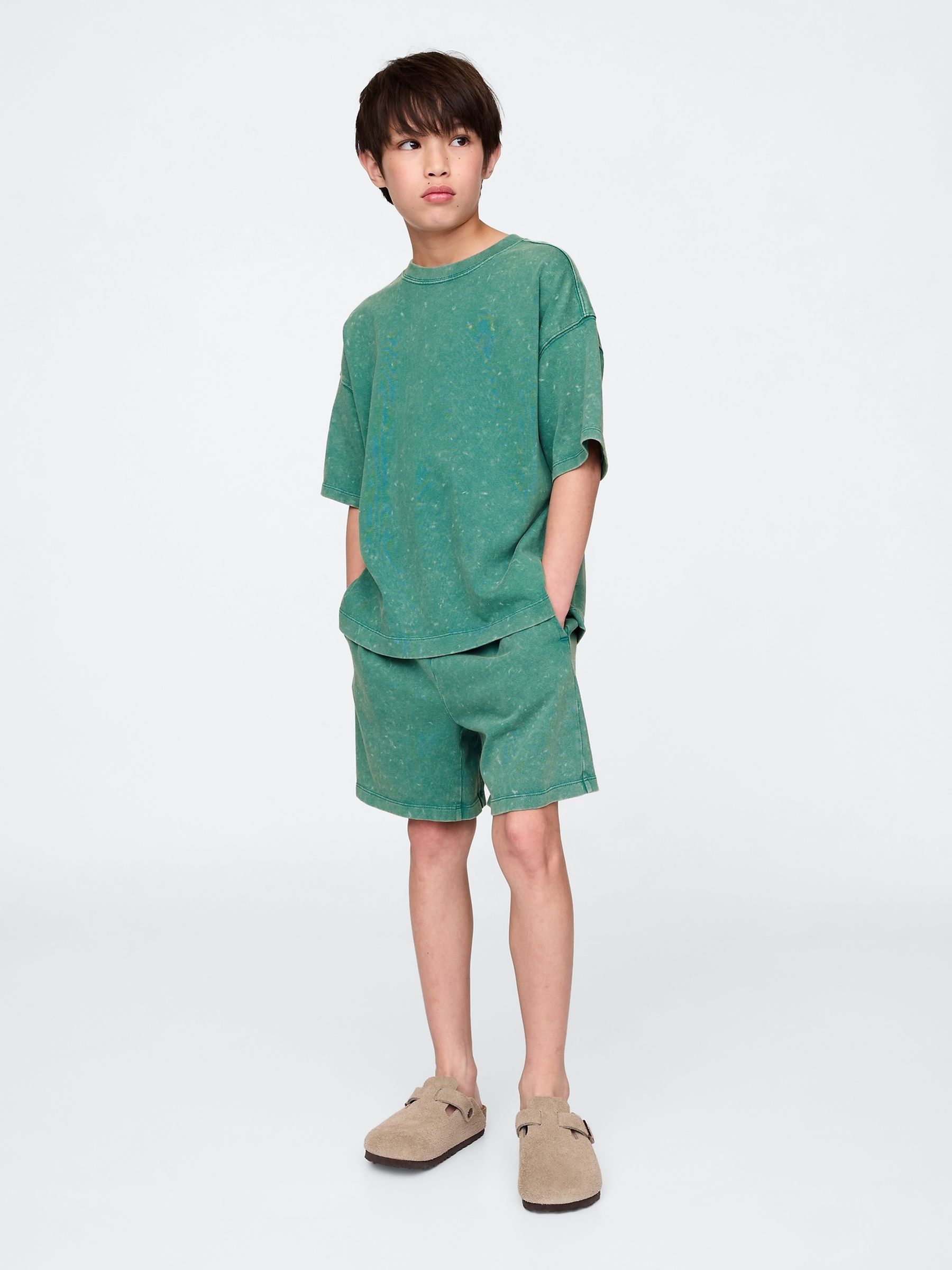 Green 5" Washed Easy Shorts (4-13yrs) - Image 3 of 5