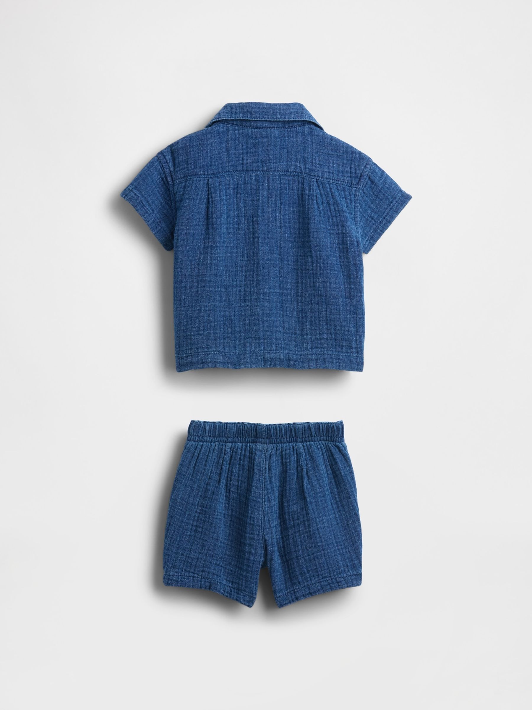 Blue Crinkle Gauze Denim Outfit Set - Image 2 of 2
