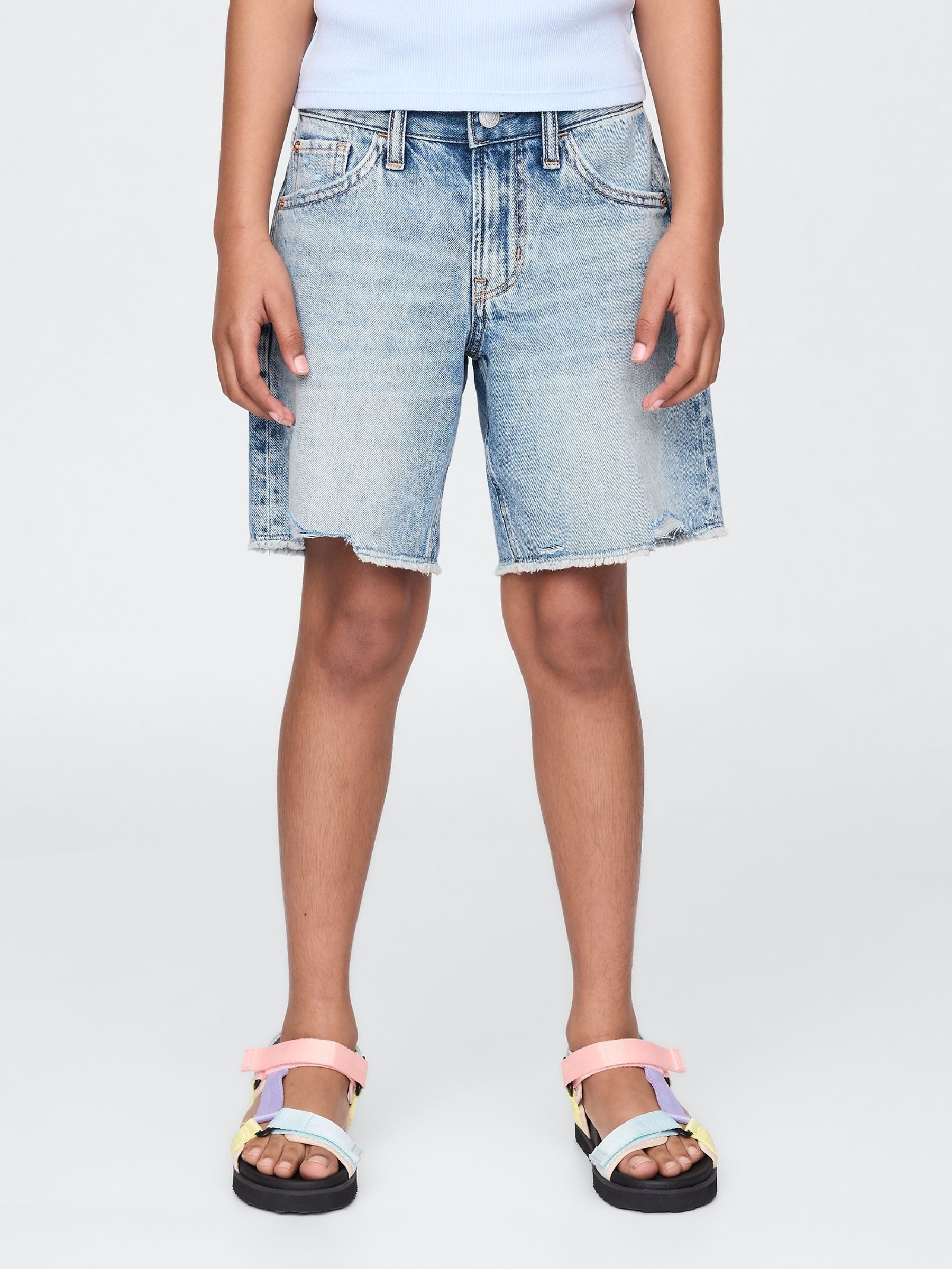 Blue Low Rise Stride Denim Bermuda Shorts (5-13yrs) - Image 1 of 5
