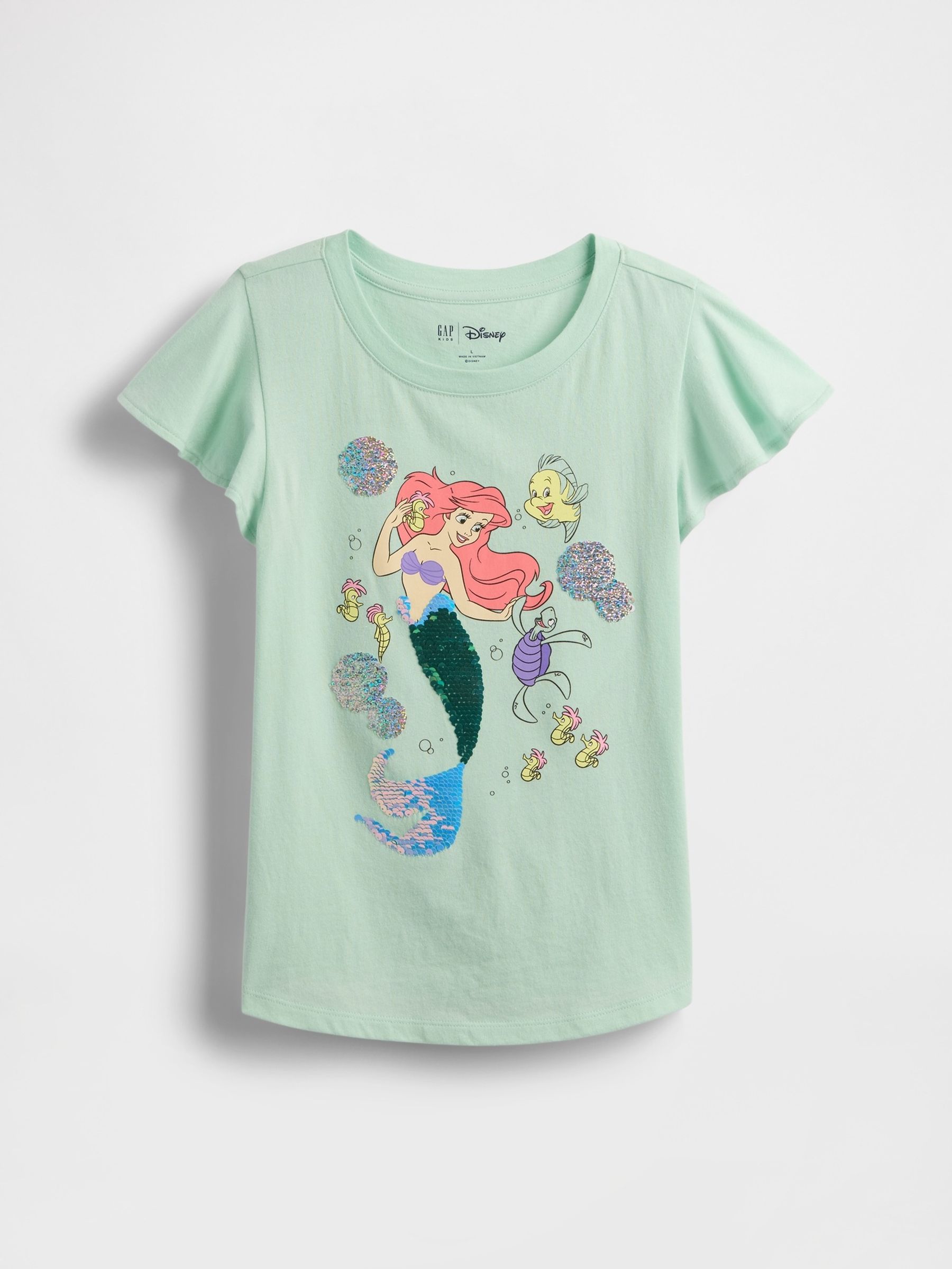 Green Ariel Disney The Little Mermaid Crew Neck Flutter Sleeve T-Shirt (4-13yrs) - Image 3 of 4