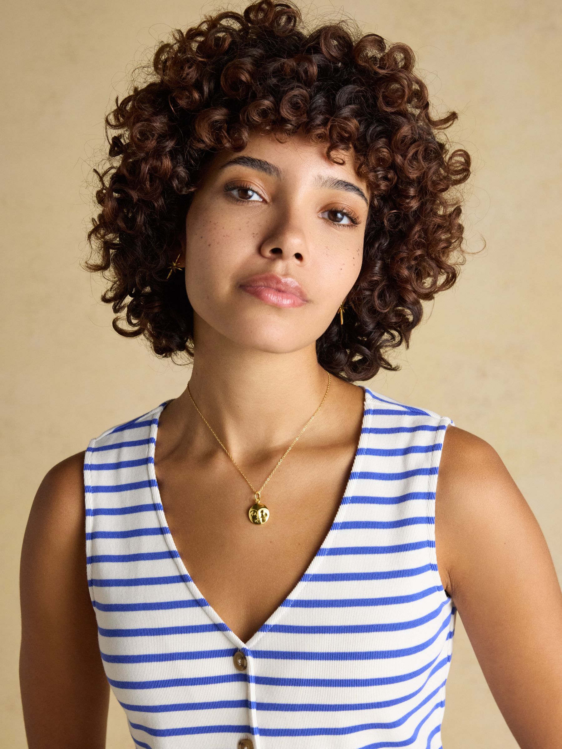 Premium Ribbed Blue Striped Jersey Cotton V-Neck Waistcoat - Image 6 of 9