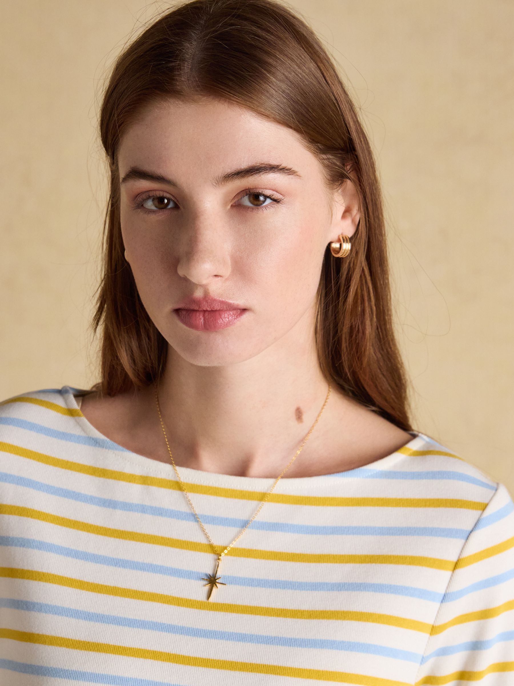 Harbour Blue/Yellow Boat Neck 100% Cotton Long Sleeve Breton Top - Image 4 of 7