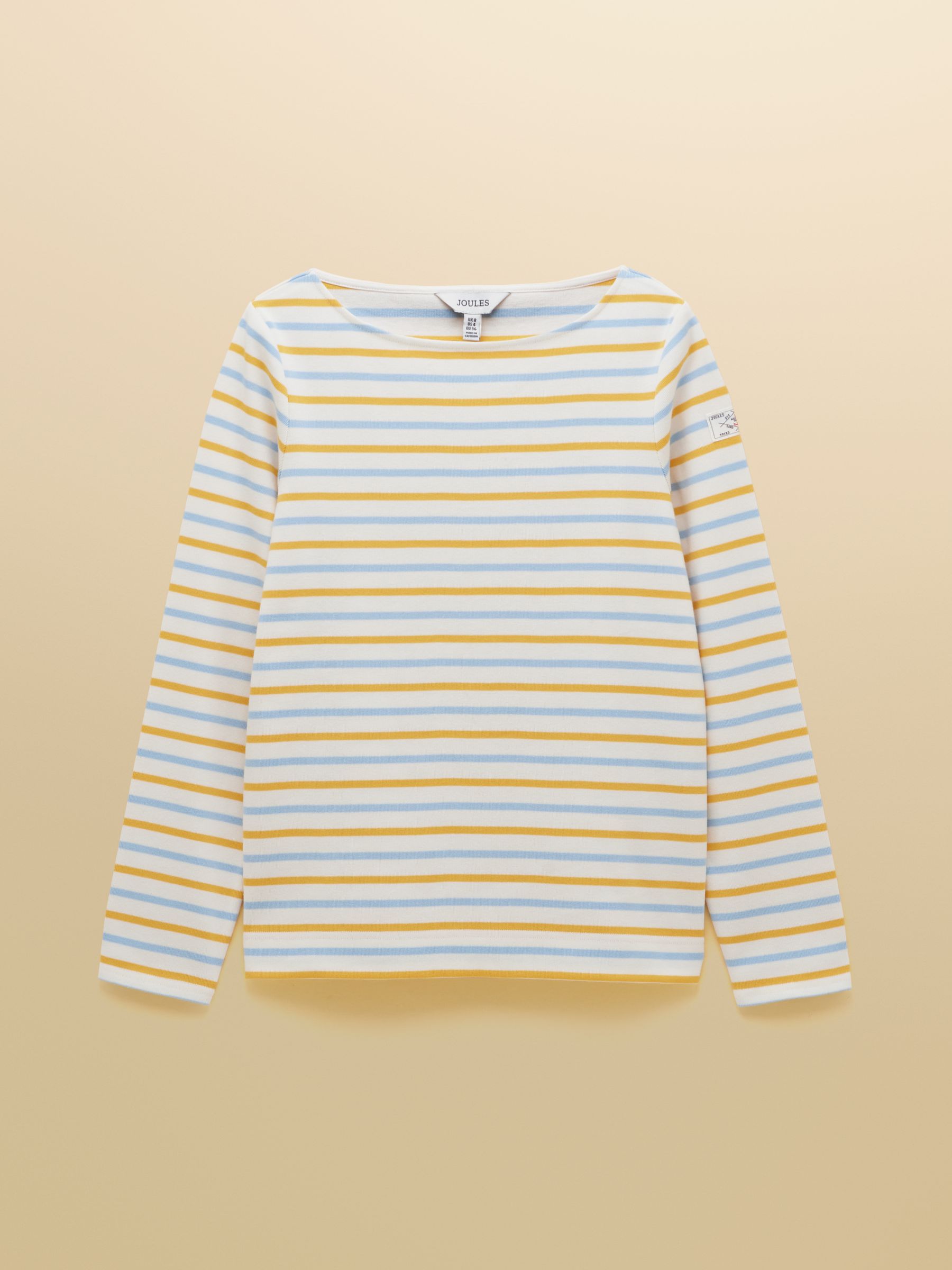 Harbour Blue/Yellow Boat Neck 100% Cotton Long Sleeve Breton Top - Image 7 of 7