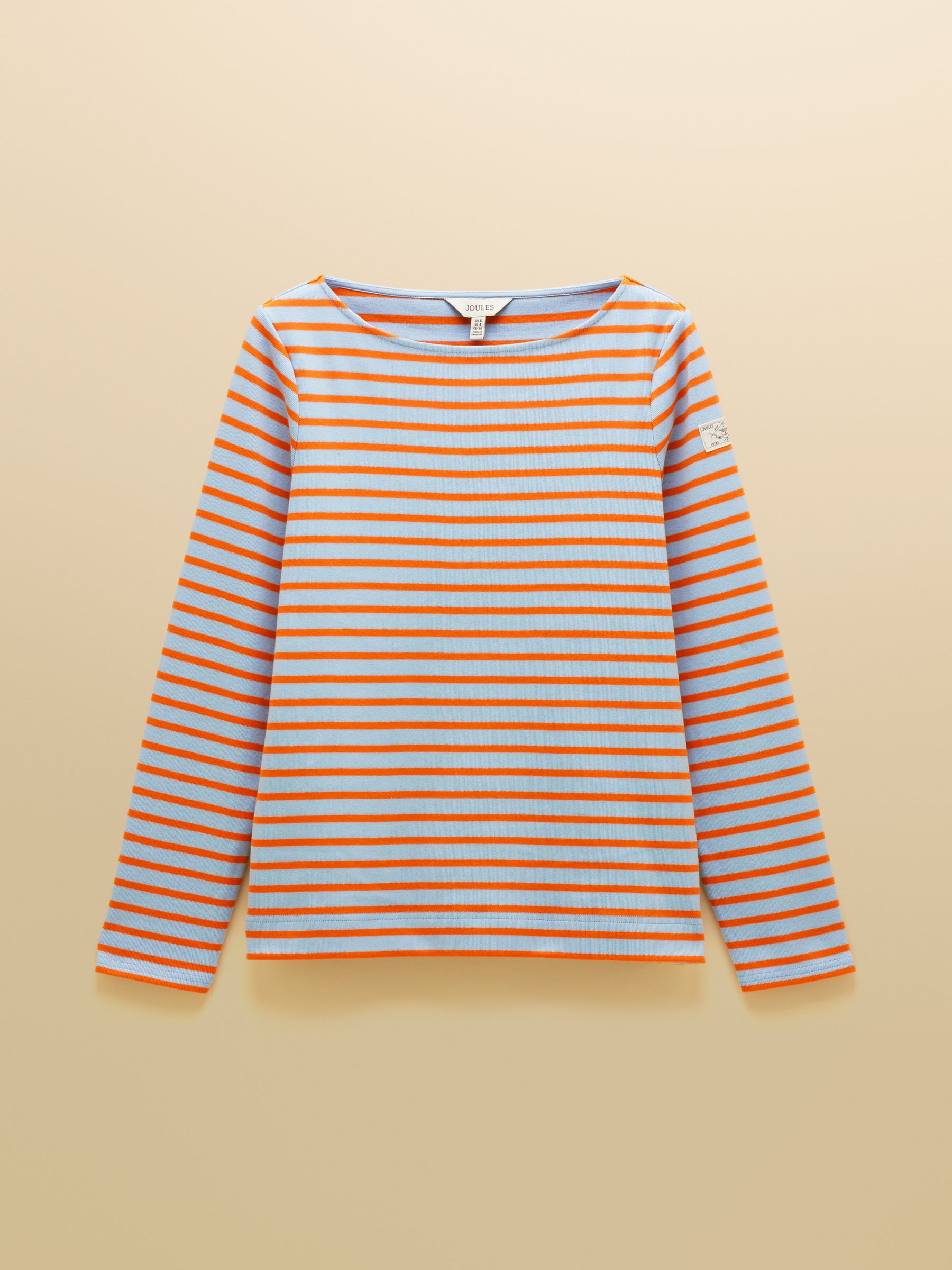 Harbour Blue & Orange Striped Boat Neck Long Sleeve Breton Top - Image 7 of 7