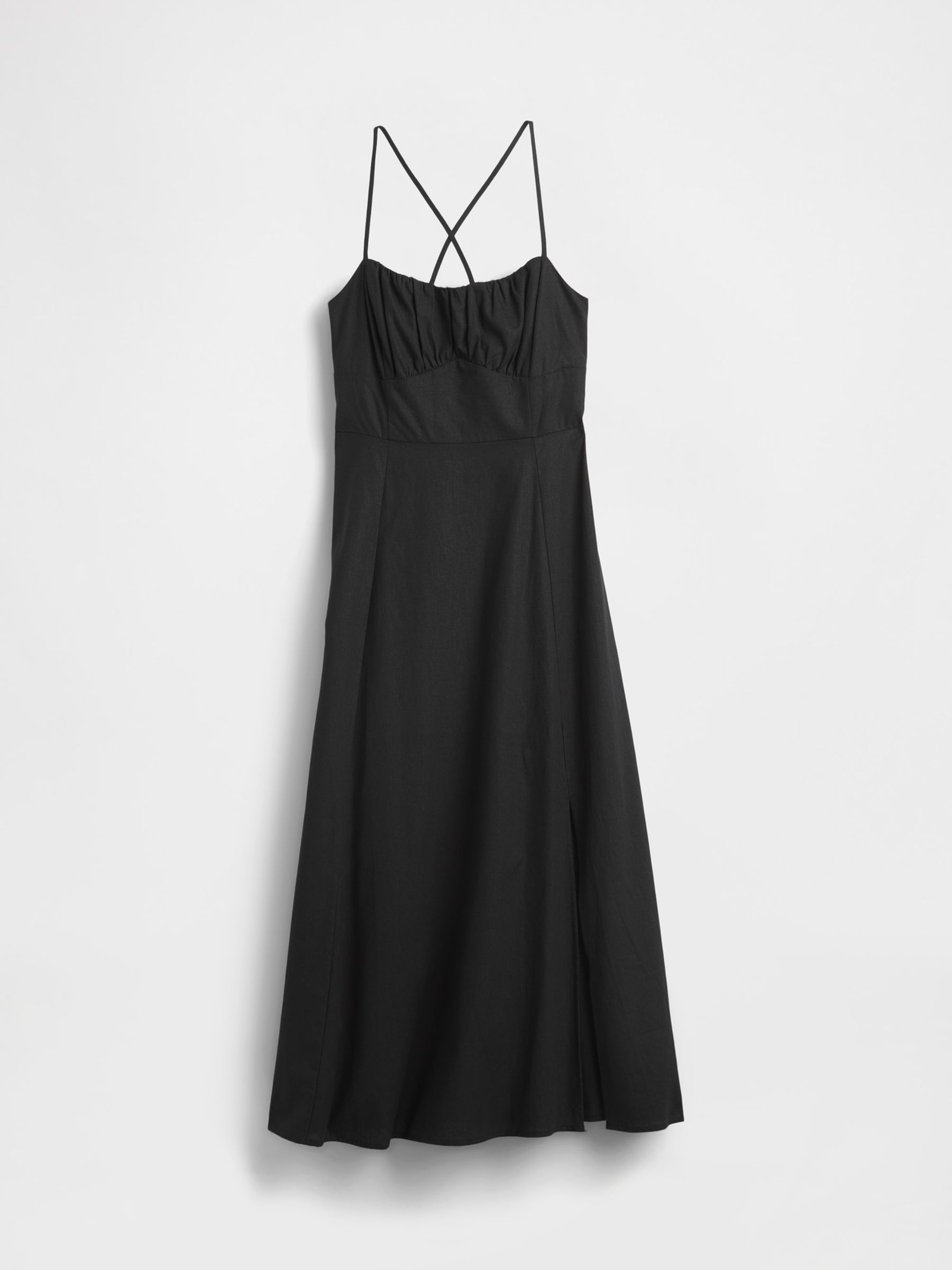 Black Linen-Blend Shirred Bodice Maxi Dress - Image 4 of 4
