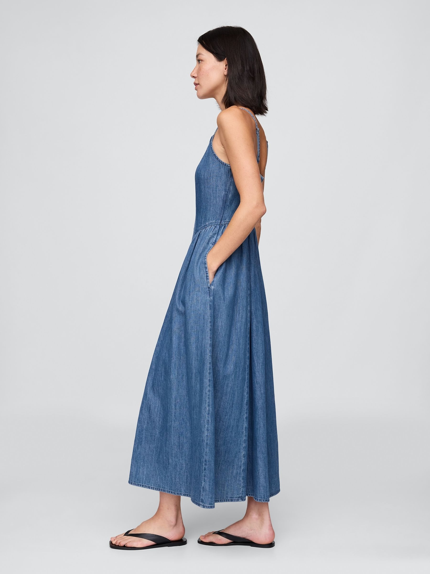 Blue Denim Seamed Maxi Dress - Image 3 of 4