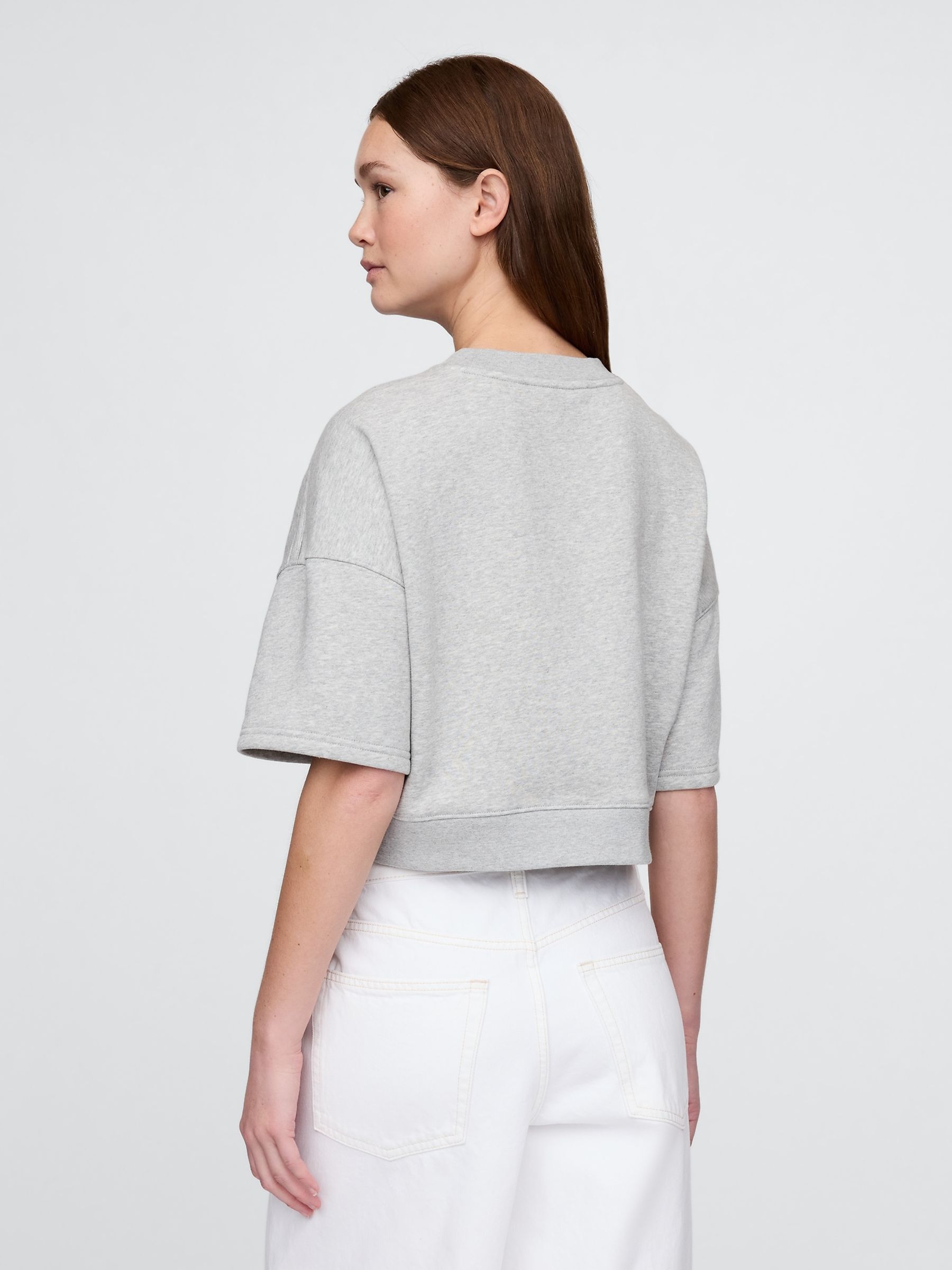 Grey VintageSoft Cropped Elbow-Sleeve Sweatshirt - Image 2 of 5