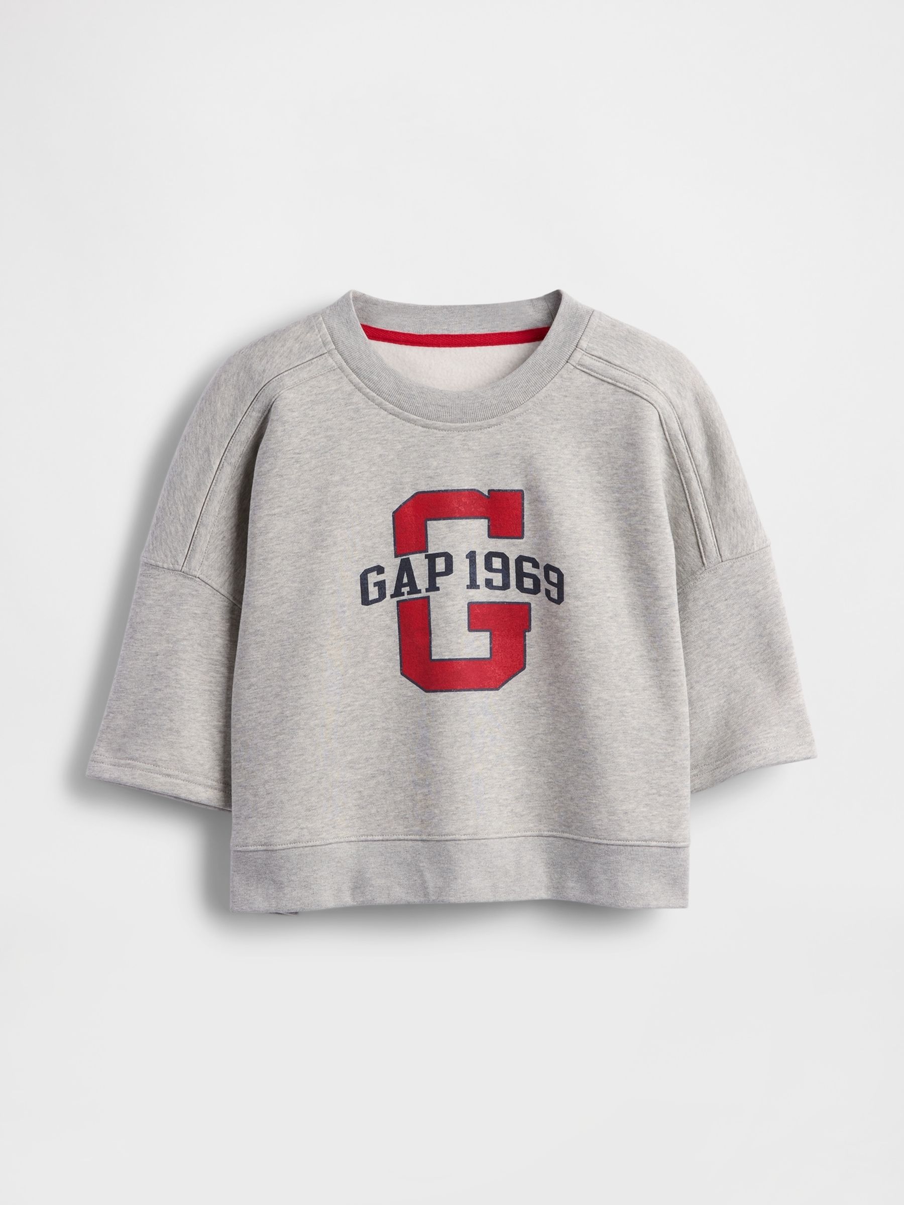 Grey VintageSoft Cropped Elbow-Sleeve Sweatshirt - Image 4 of 5