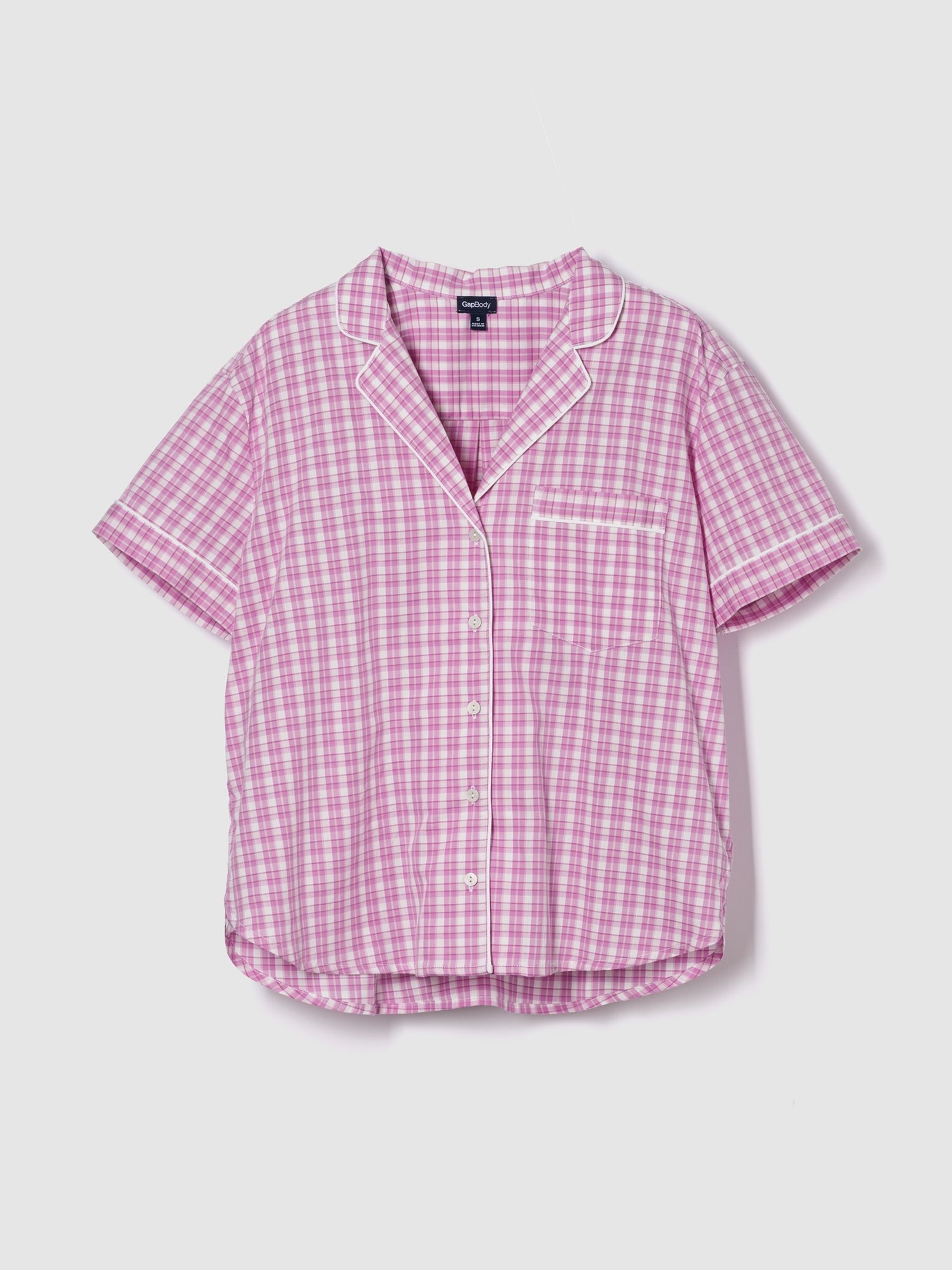 Pink Gingham Long Sleeve Poplin Pyjama Shirt - Image 1 of 2