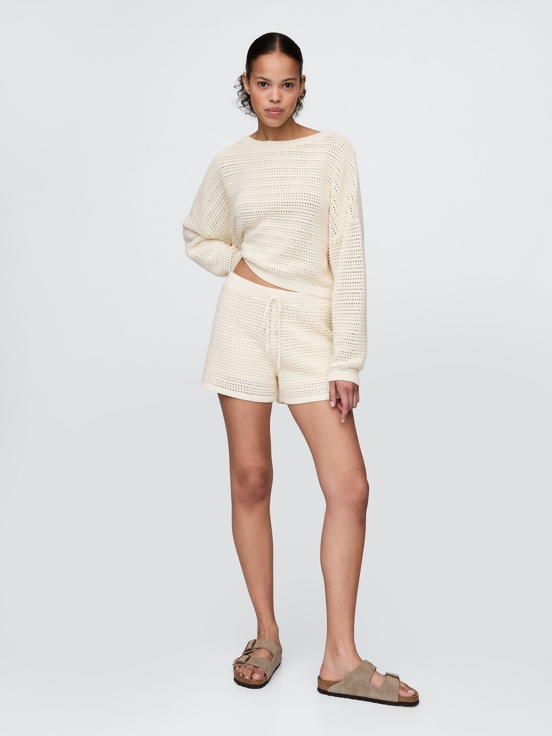 Cream Crochet Cropped Boatneck Jumper - Image 3 of 4