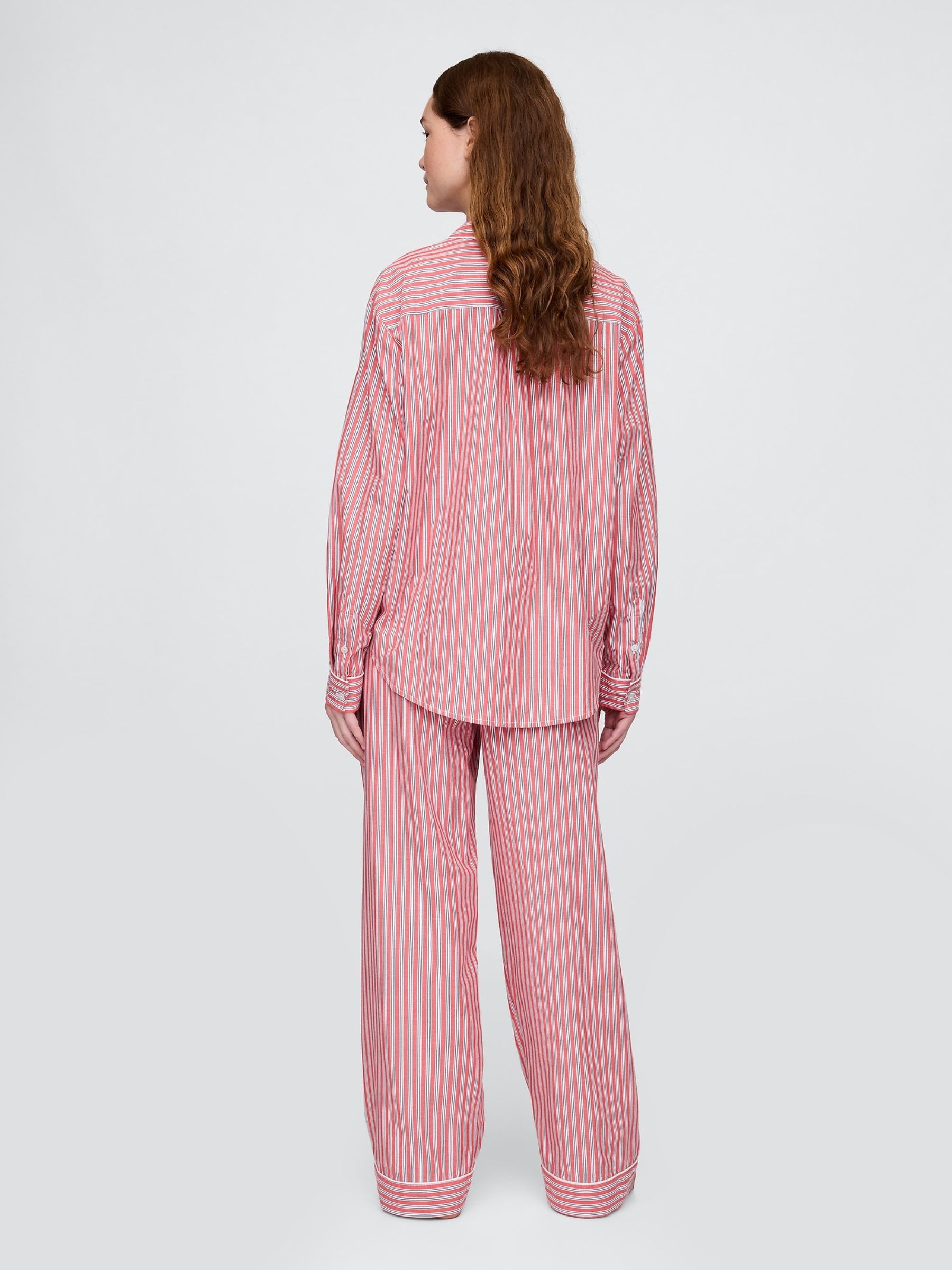 Red Stripe Trouser 100% Cotton Poplin Pyjama Bottoms - Image 2 of 4