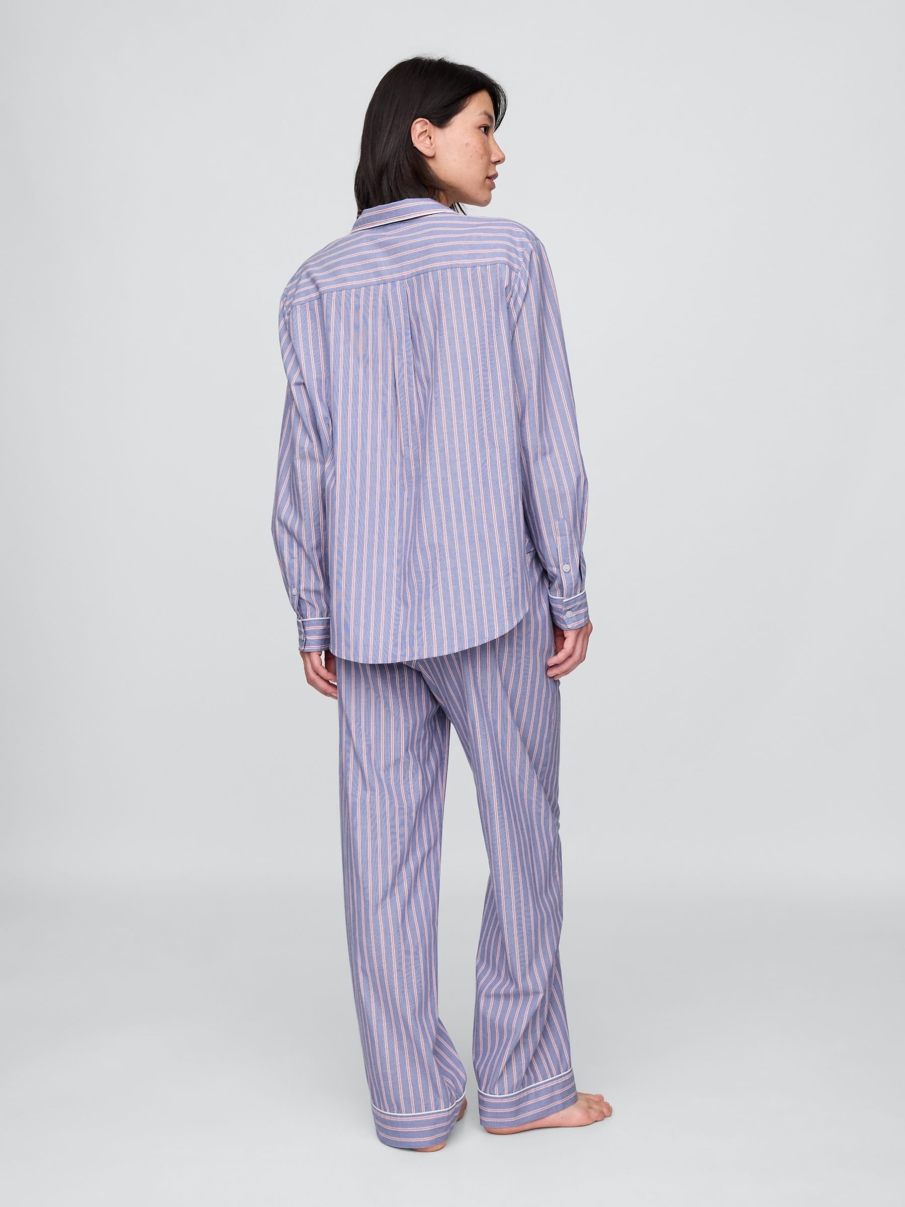 Blue Stripe Trouser 100% Cotton Poplin Pyjama Bottoms - Image 2 of 3