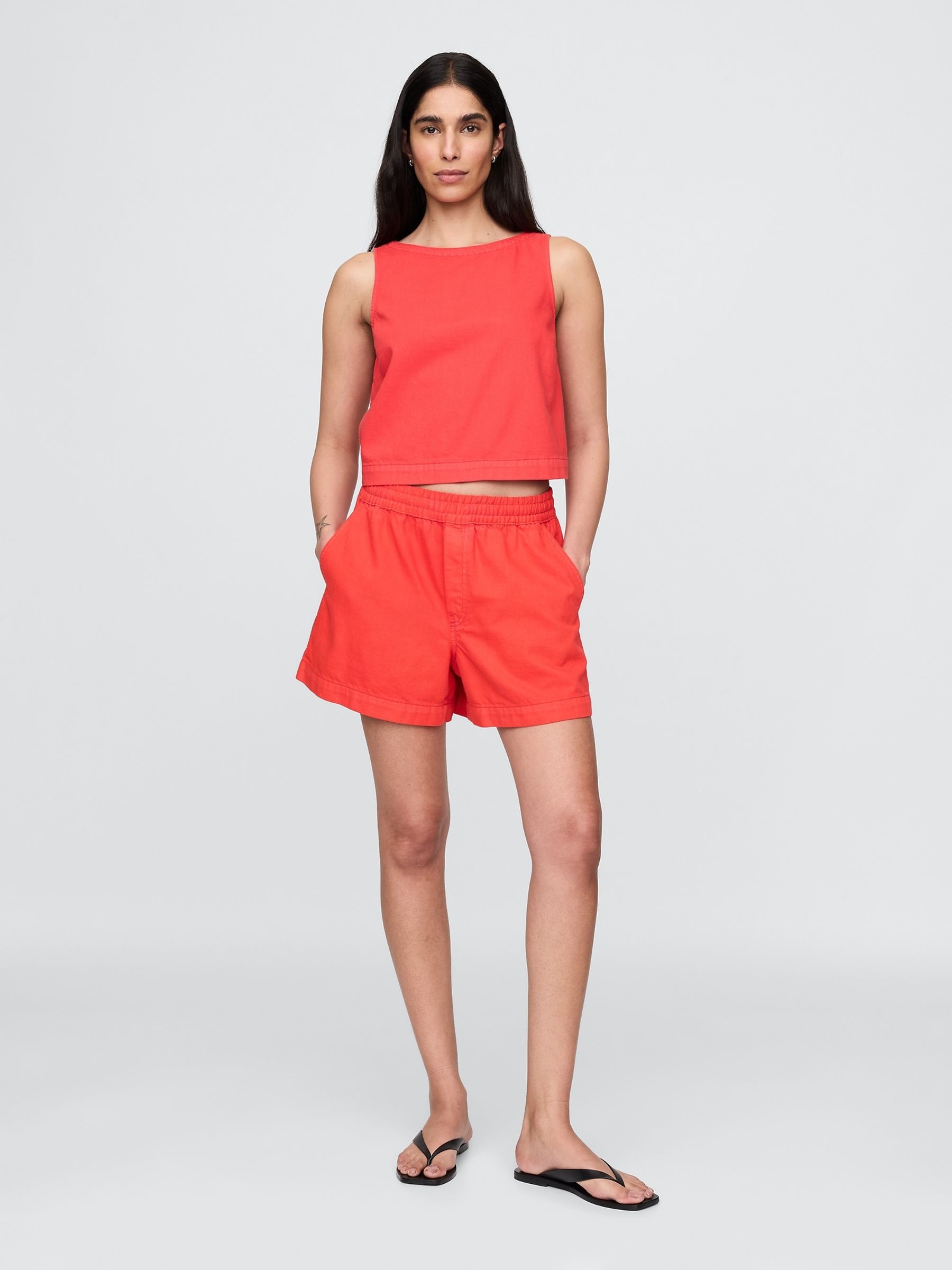 Red UltraSoft Denim Easy Shorts - Image 4 of 5