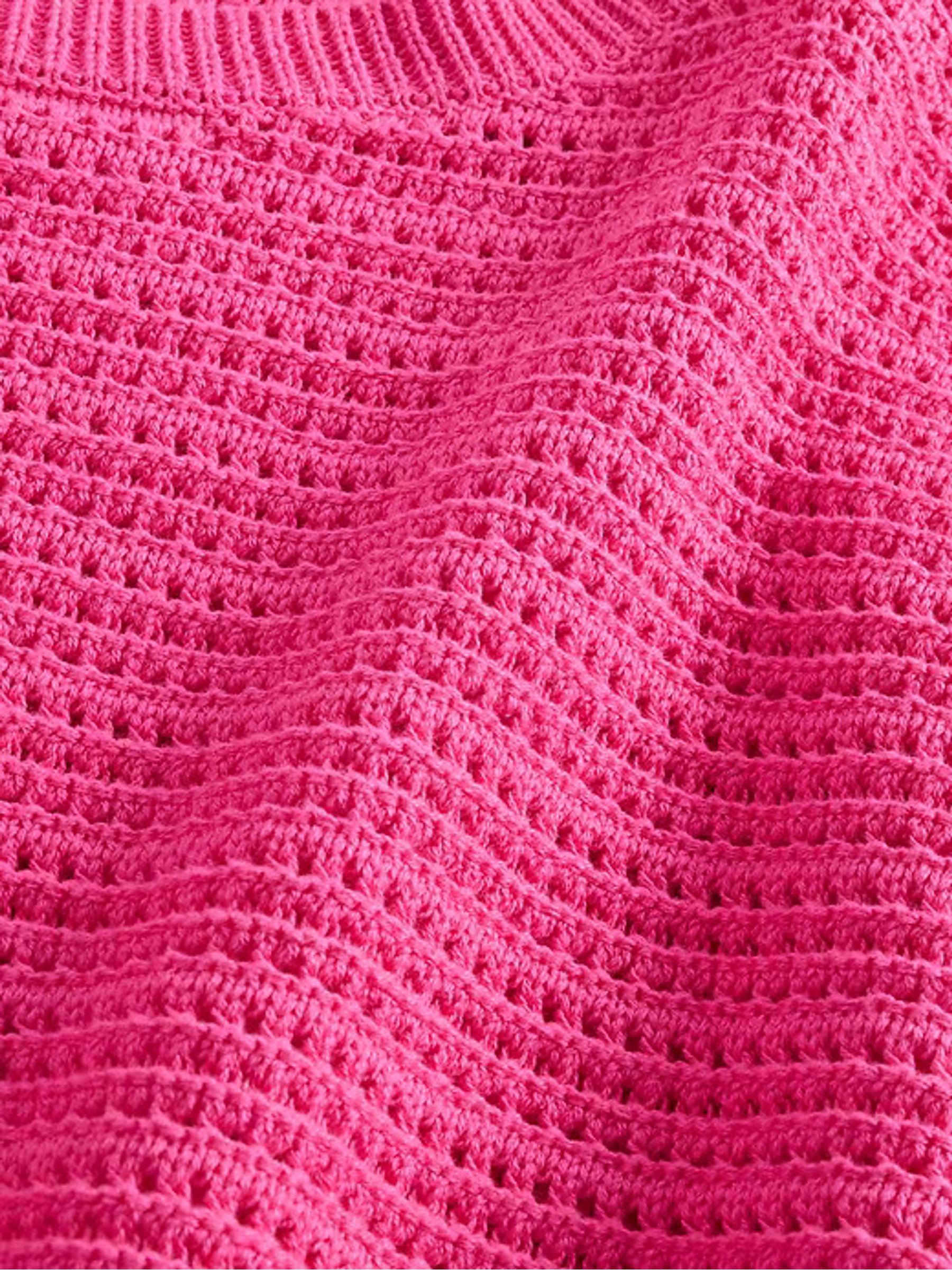 Pink Crochet Cropped Boatneck Jumper - Image 5 of 5