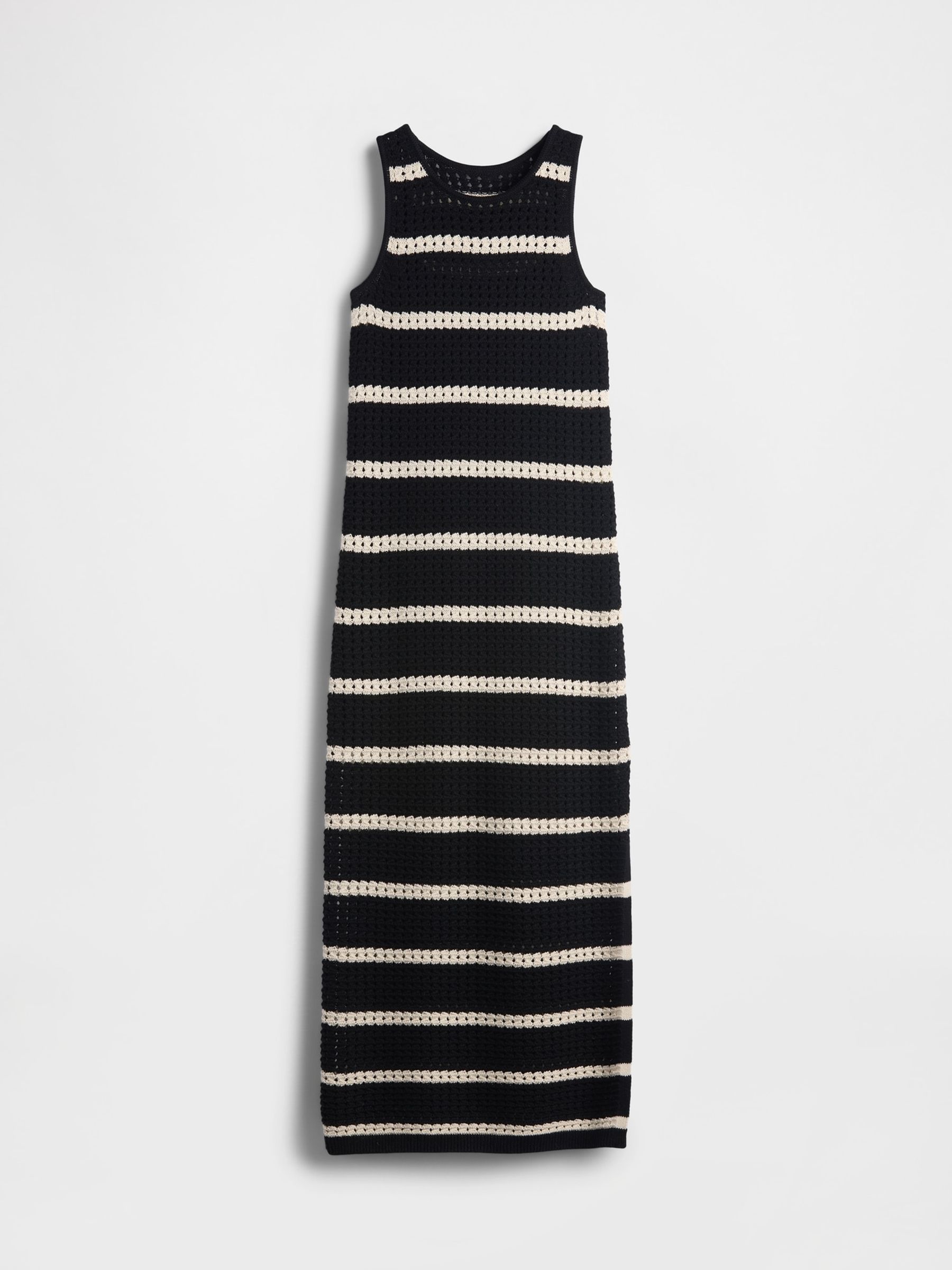 Black/White Stripe Crochet Maxi Dress - Image 4 of 5