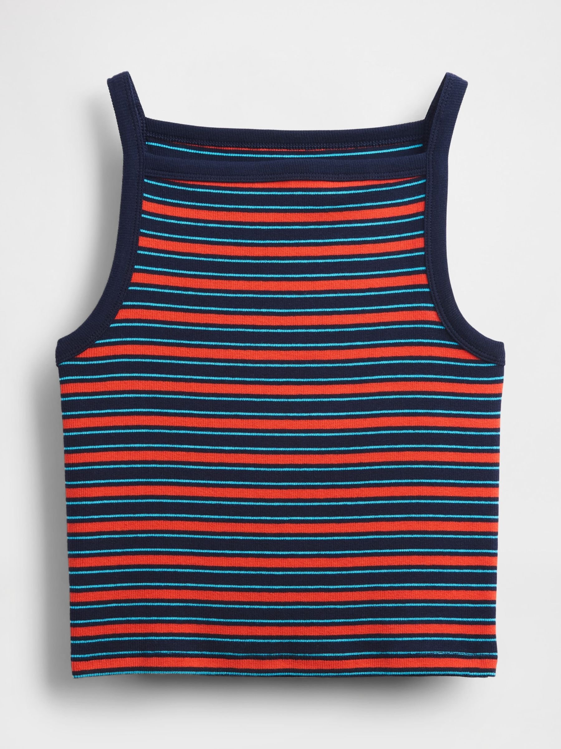 Black/Red Stripe Modern Apron-Neck Crop Vest - Image 4 of 4