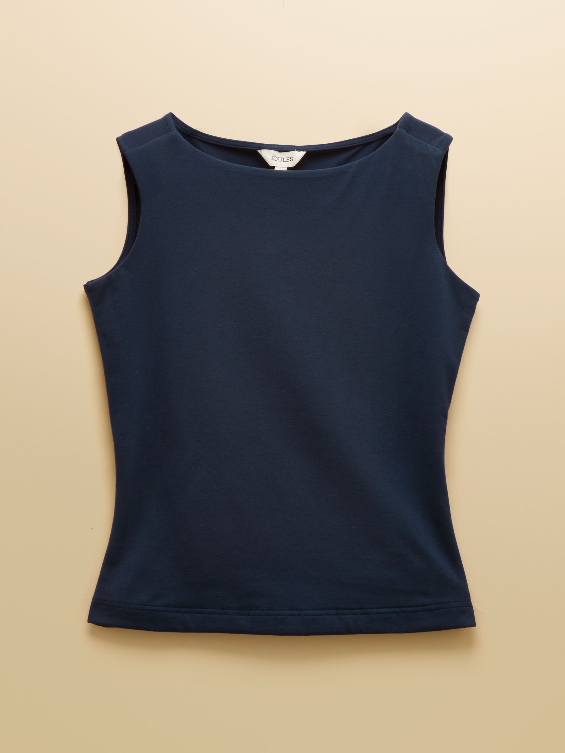 Lola Navy Double Layer Front Cotton Rich Boat Neck Vest - Image 6 of 6