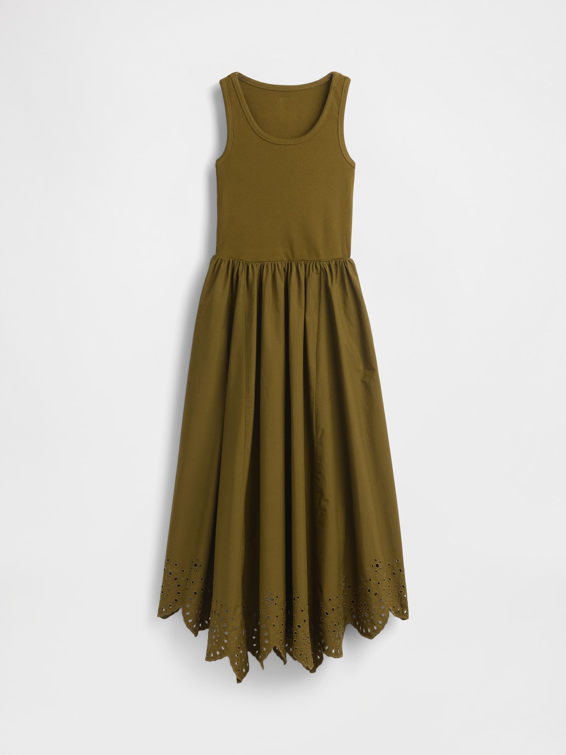 Olive Green Mixed Handkerchief Hem Midi Dress - Image 5 of 5