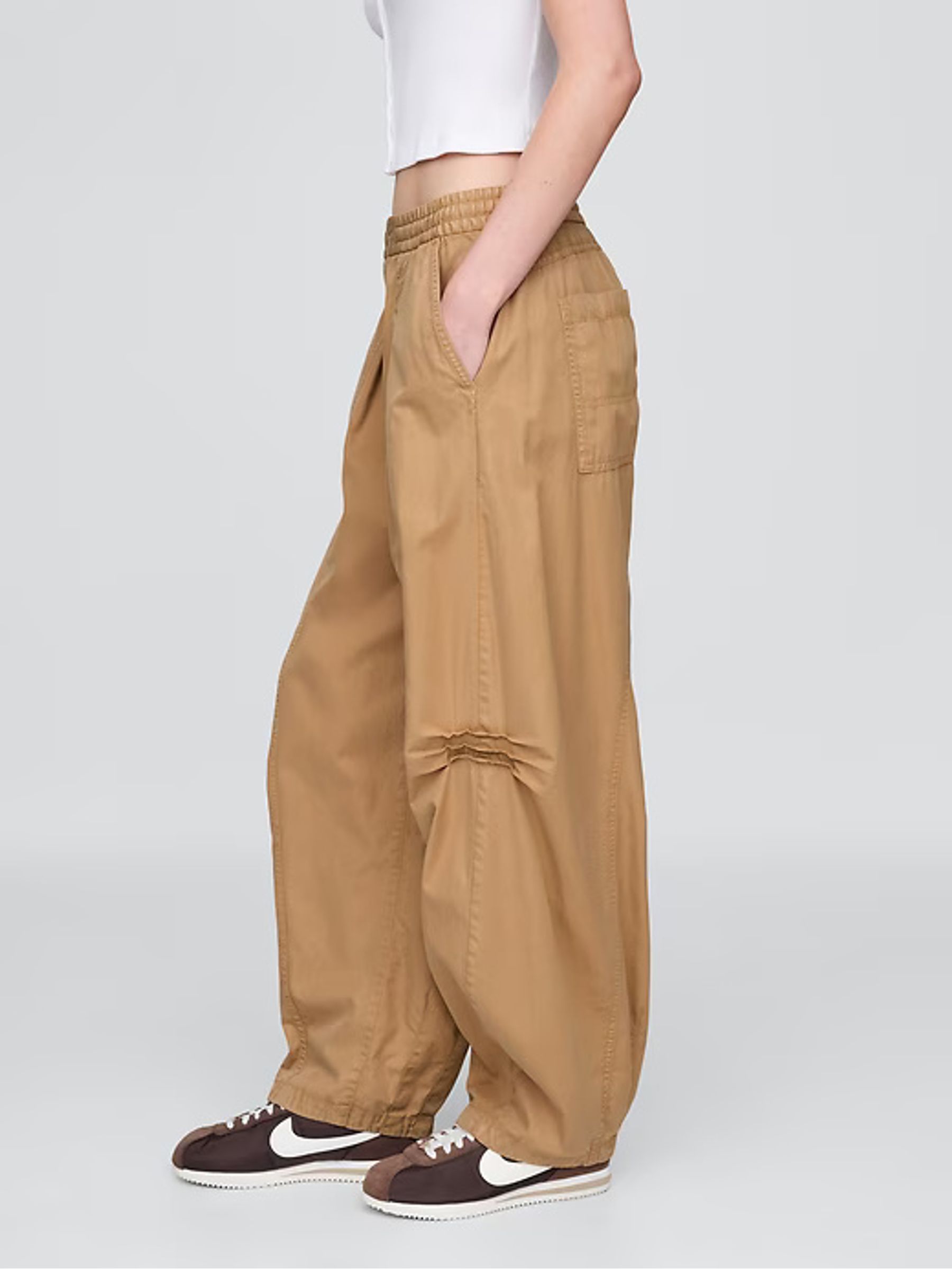 Brown Mid Rise Twill Barrel Trousers - Image 3 of 13