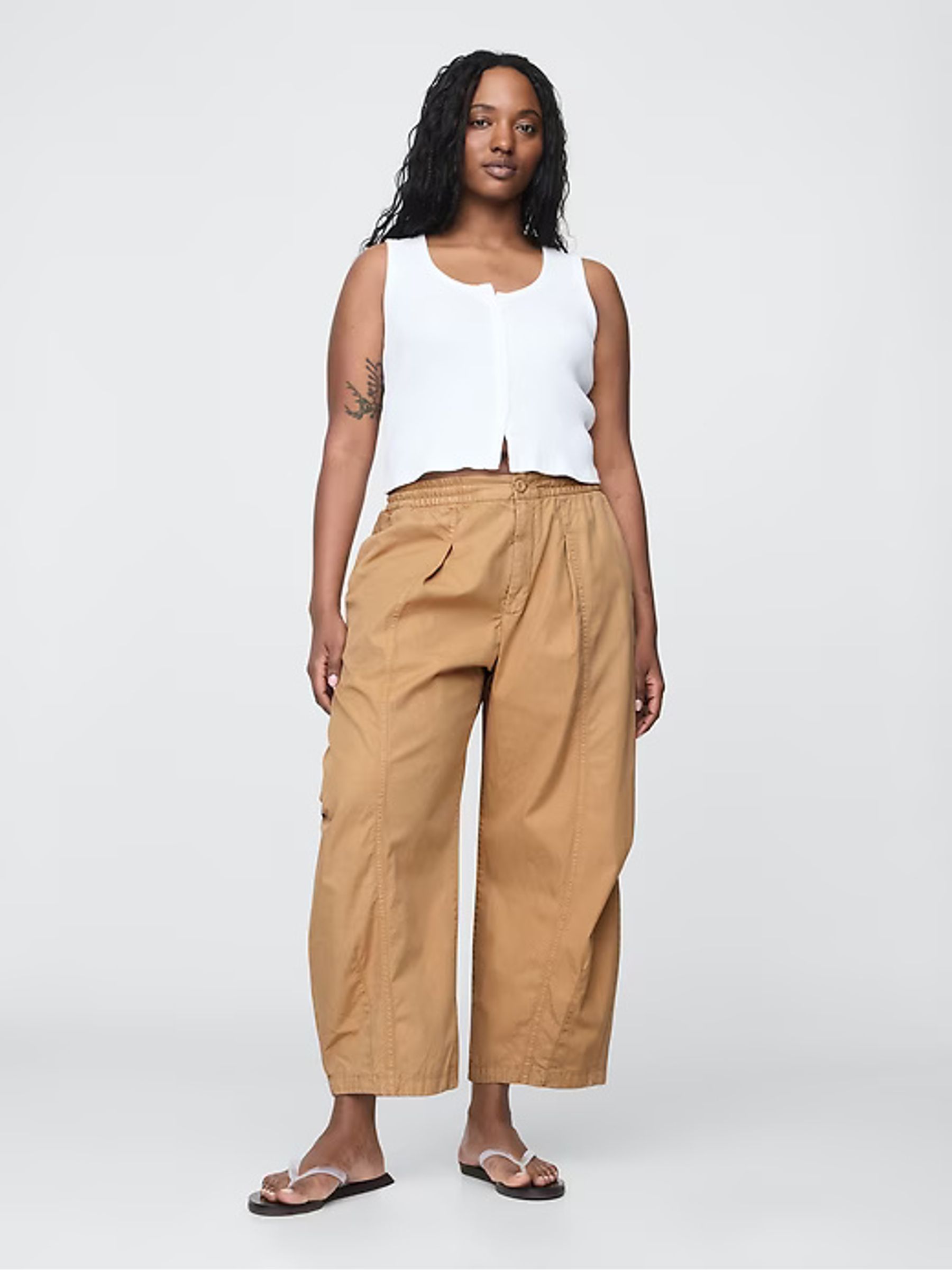 Brown Mid Rise Twill Barrel Trousers - Image 5 of 13