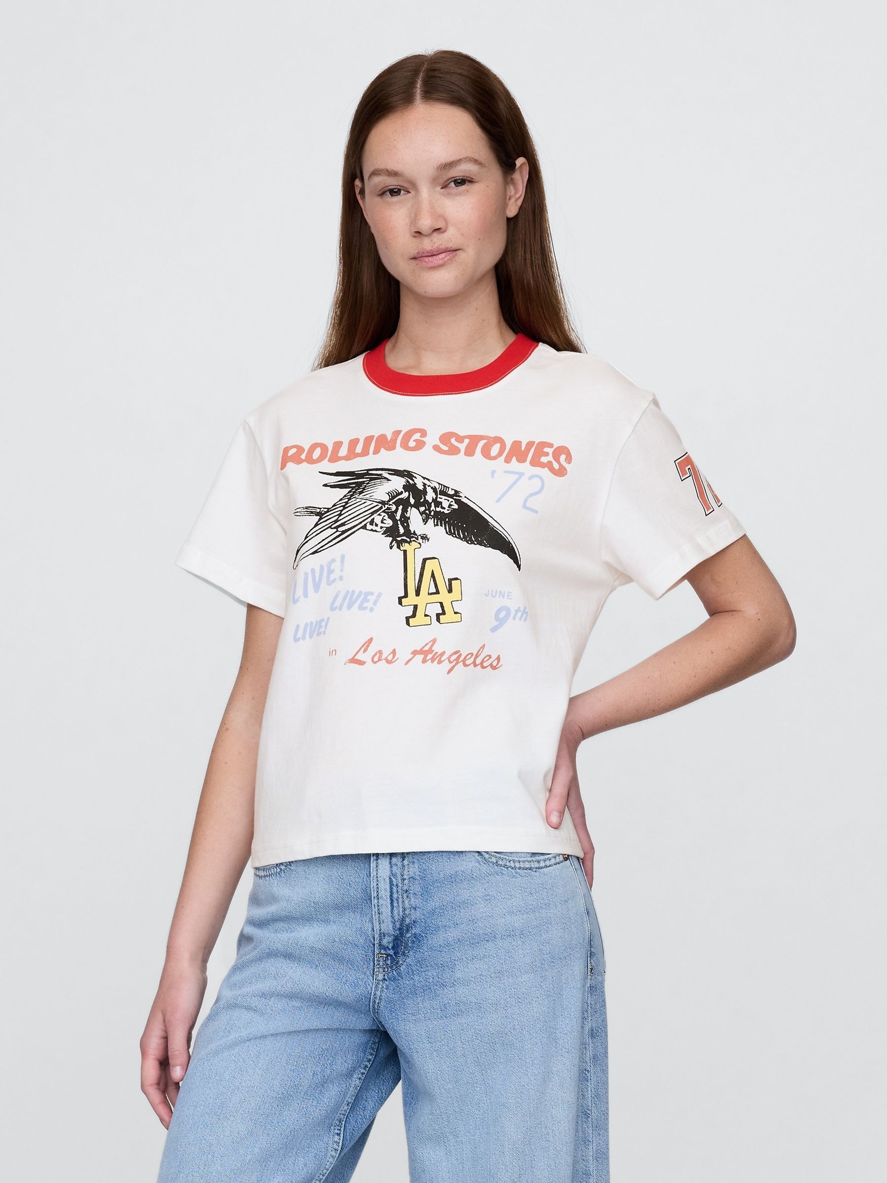 White Rolling Stones Relaxed Graphic Band Tee - Image 1 of 4