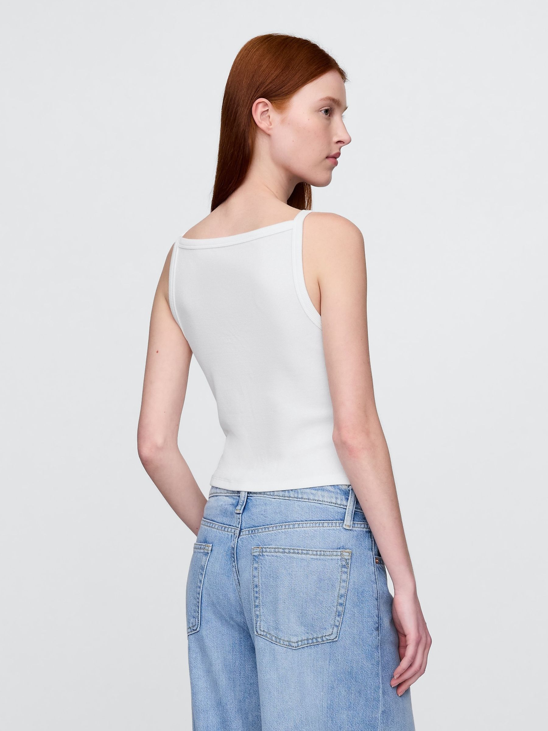 White Modern Apron-Neck Crop Vest - Image 2 of 4