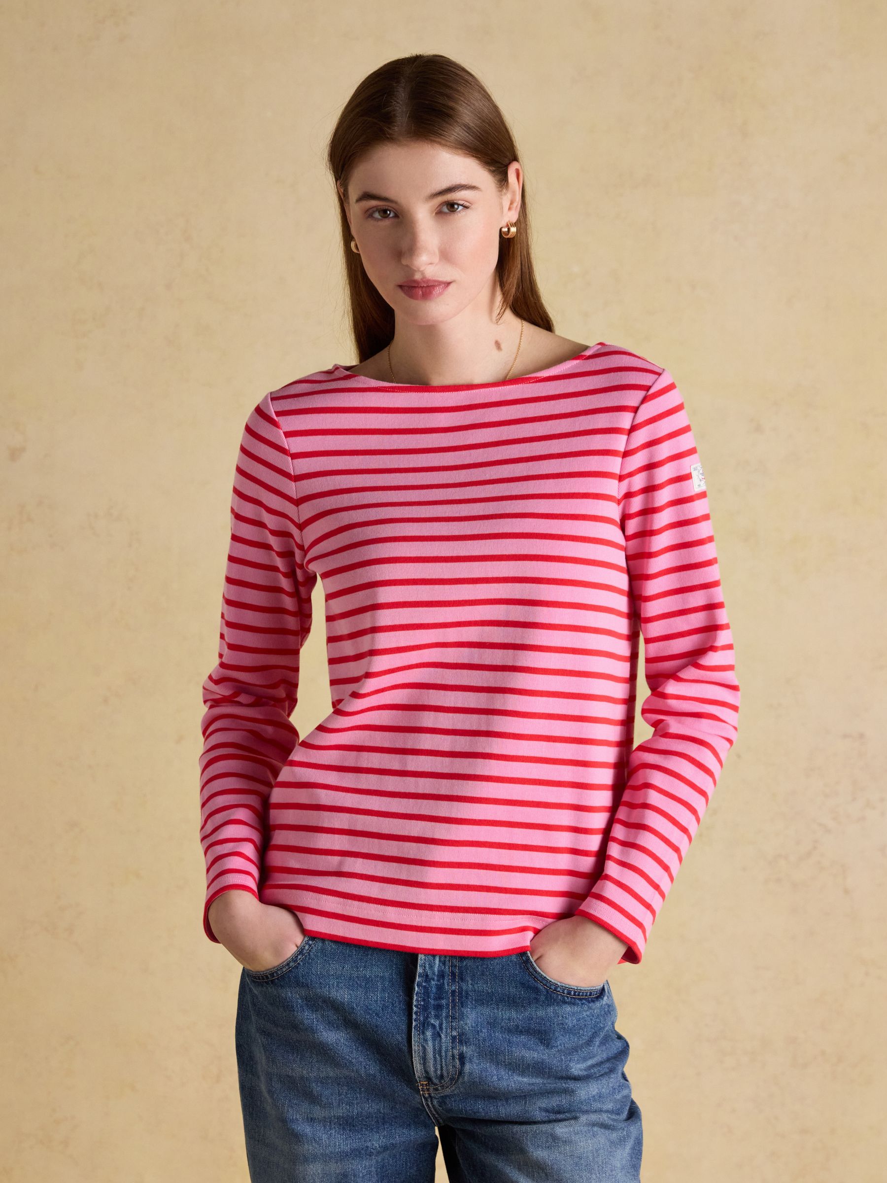 Harbour Red Pink & Green Striped Boat Neck Breton Tops (2 Pack) - Image 3 of 7