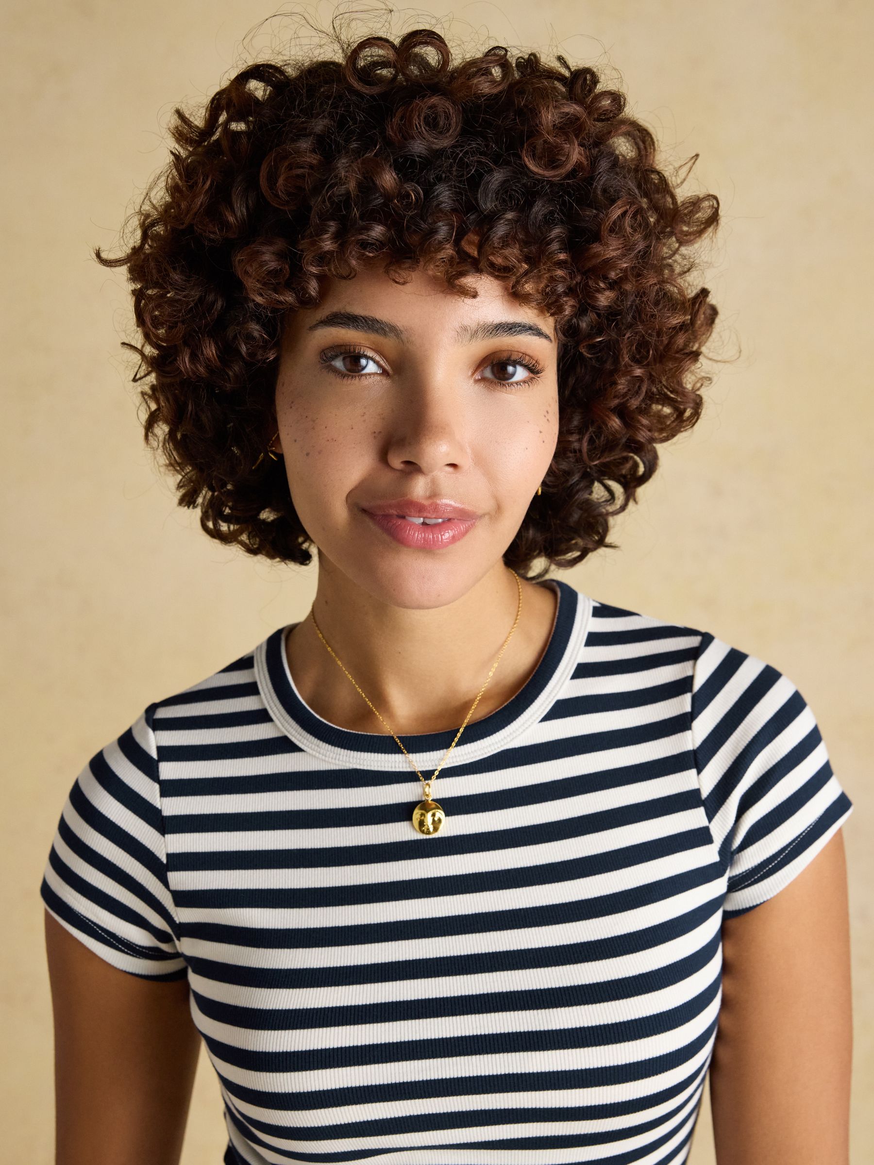 Sophie Navy Stripe Short Sleeve Ribbed Fitted T-Shirt - Image 4 of 8