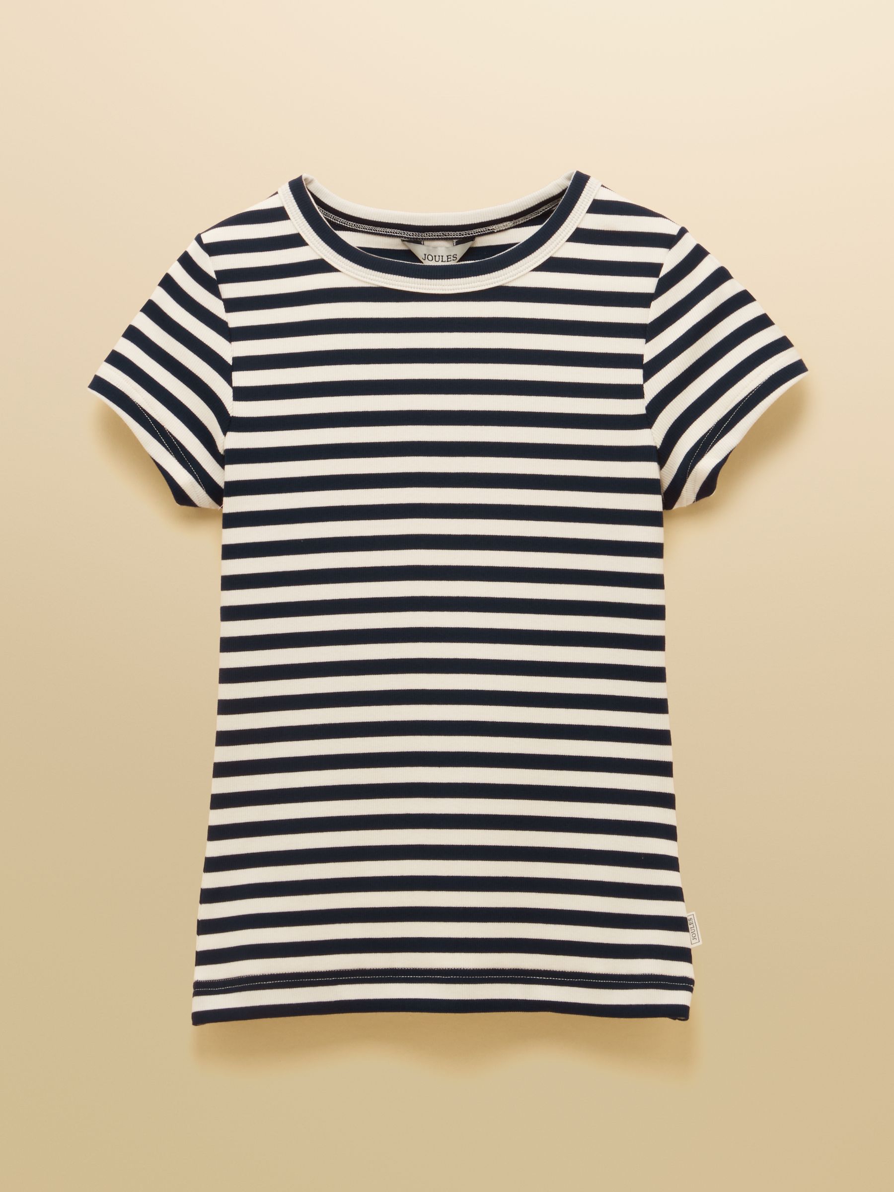 Sophie Navy Stripe Short Sleeve Ribbed Fitted T-Shirt - Image 8 of 8
