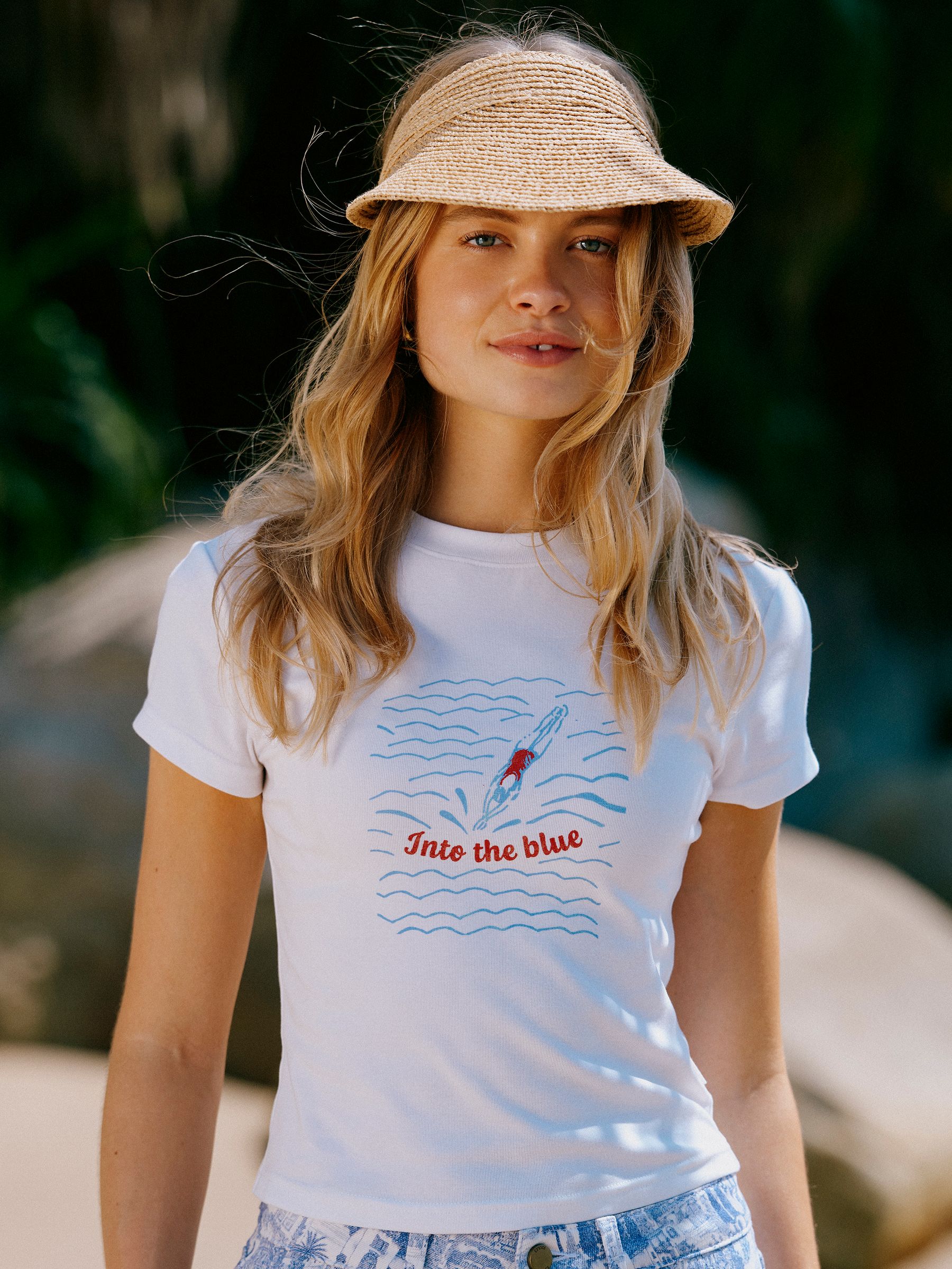 White Into The Blue Fitted Graphic Cotton Rich T-Shirt - Image 1 of 11