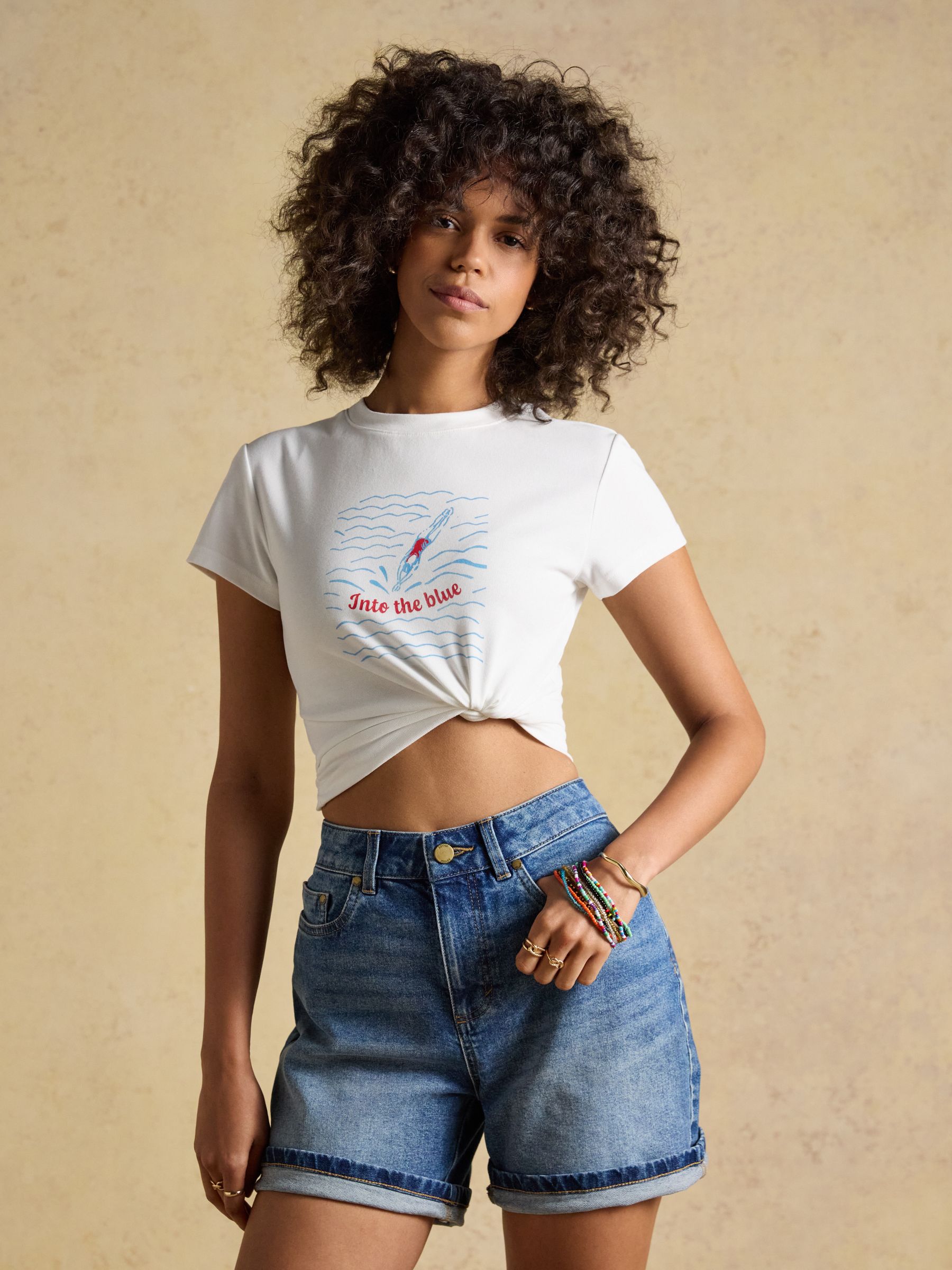 White Into The Blue Fitted Graphic Cotton Rich T-Shirt - Image 10 of 11