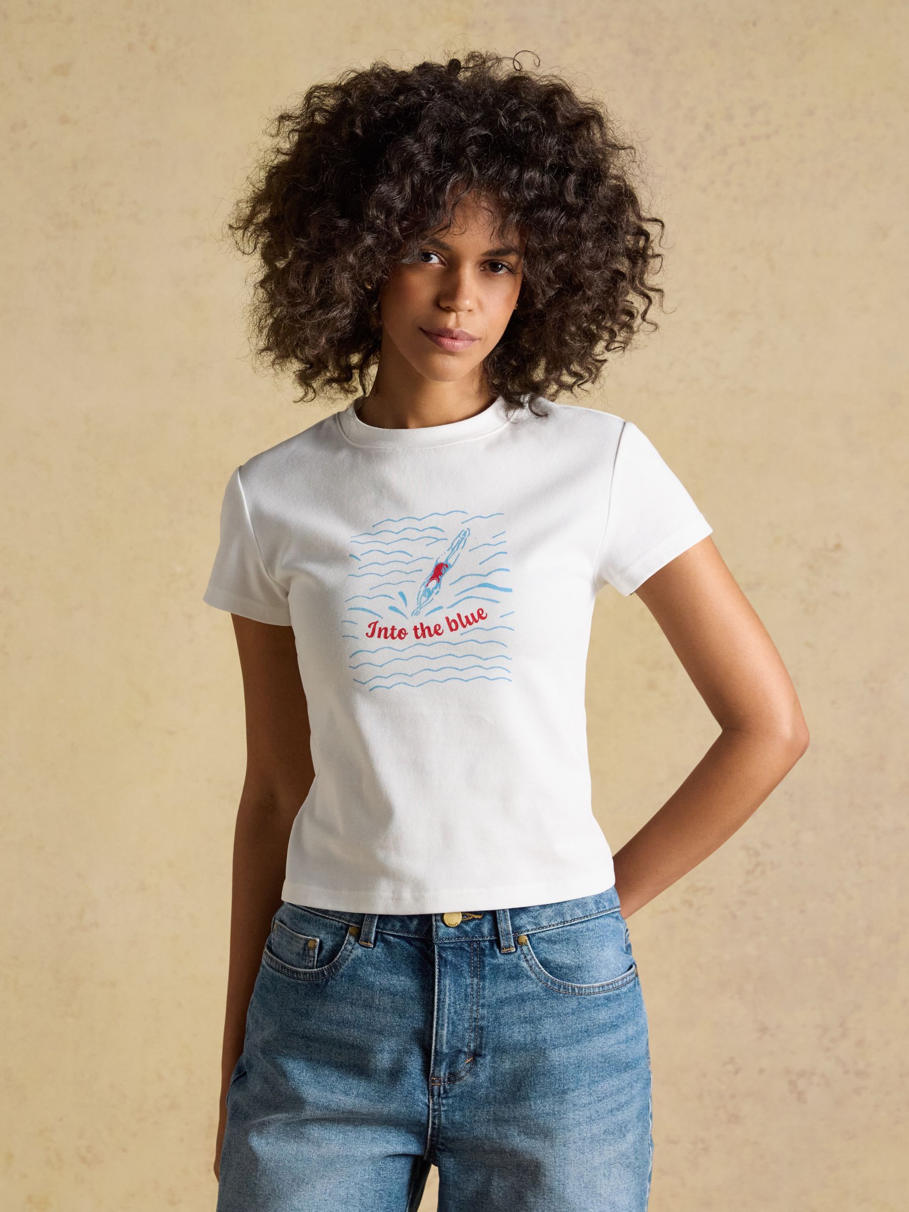 White Into The Blue Fitted Graphic Cotton Rich T-Shirt - Image 4 of 11