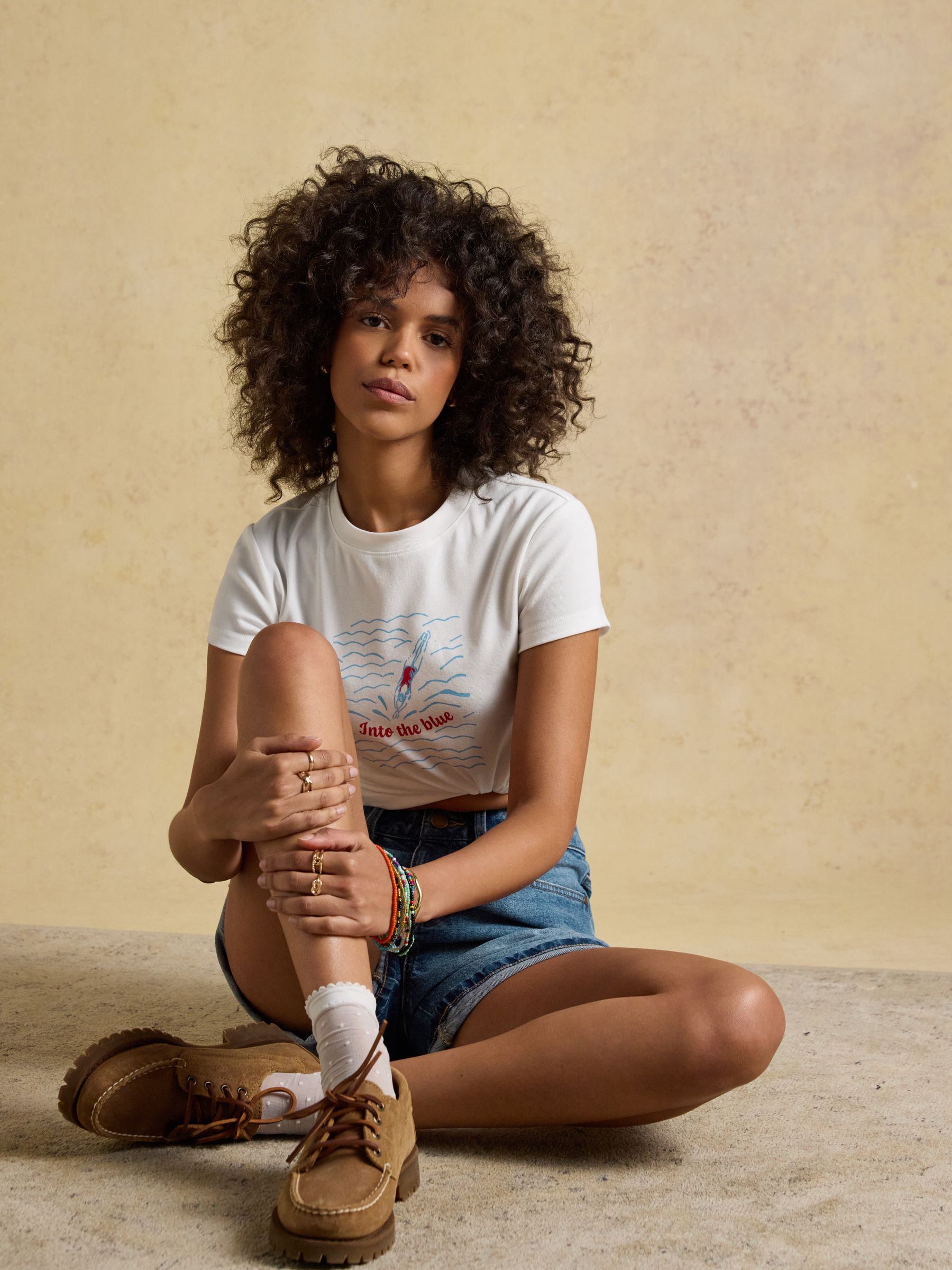 White Into The Blue Fitted Graphic Cotton Rich T-Shirt - Image 6 of 11