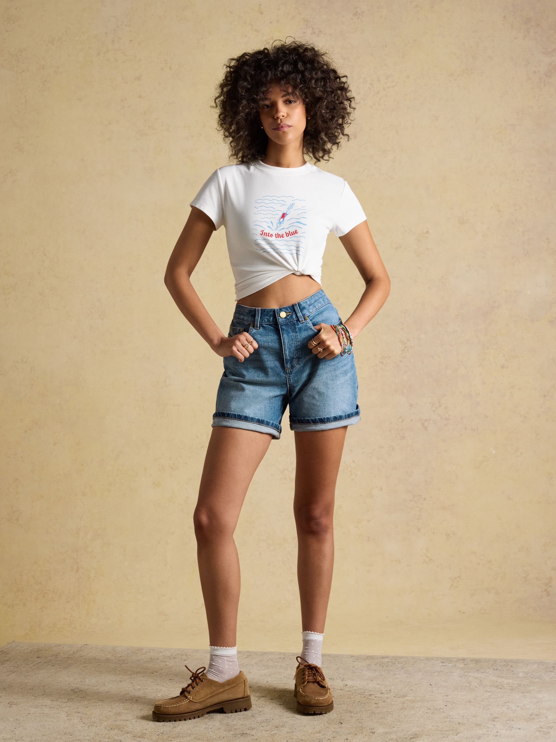 White Into The Blue Fitted Graphic Cotton Rich T-Shirt - Image 8 of 11