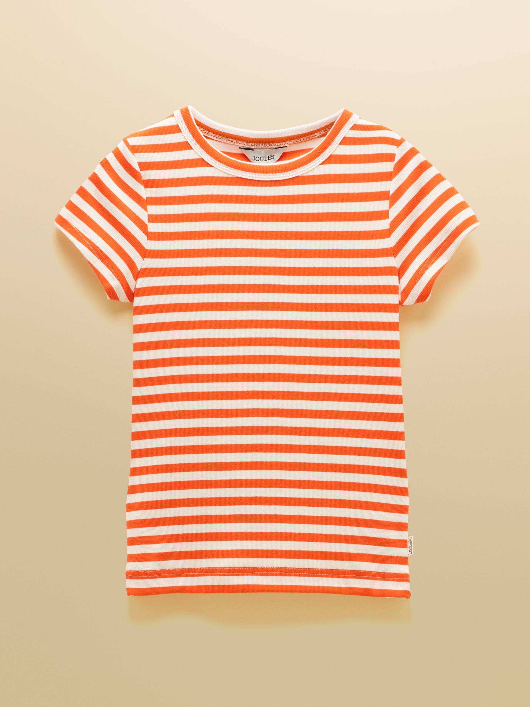 Sophie Orange Striped Short Sleeve Ribbed Fitted T-Shirt - Image 6 of 6