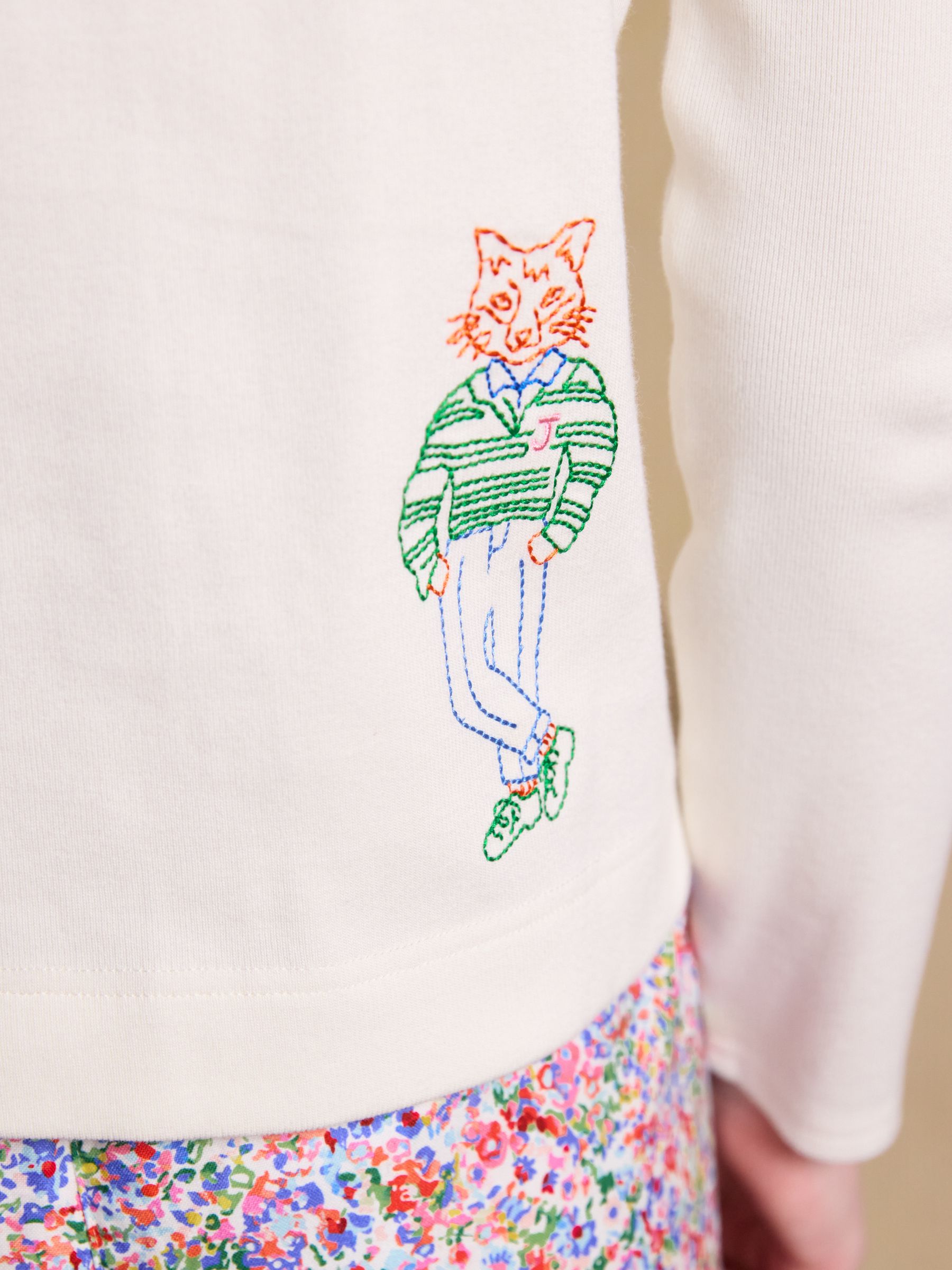 Premium Ribbed Embroidered Cream Striped Jersey Cardigan - Image 10 of 11