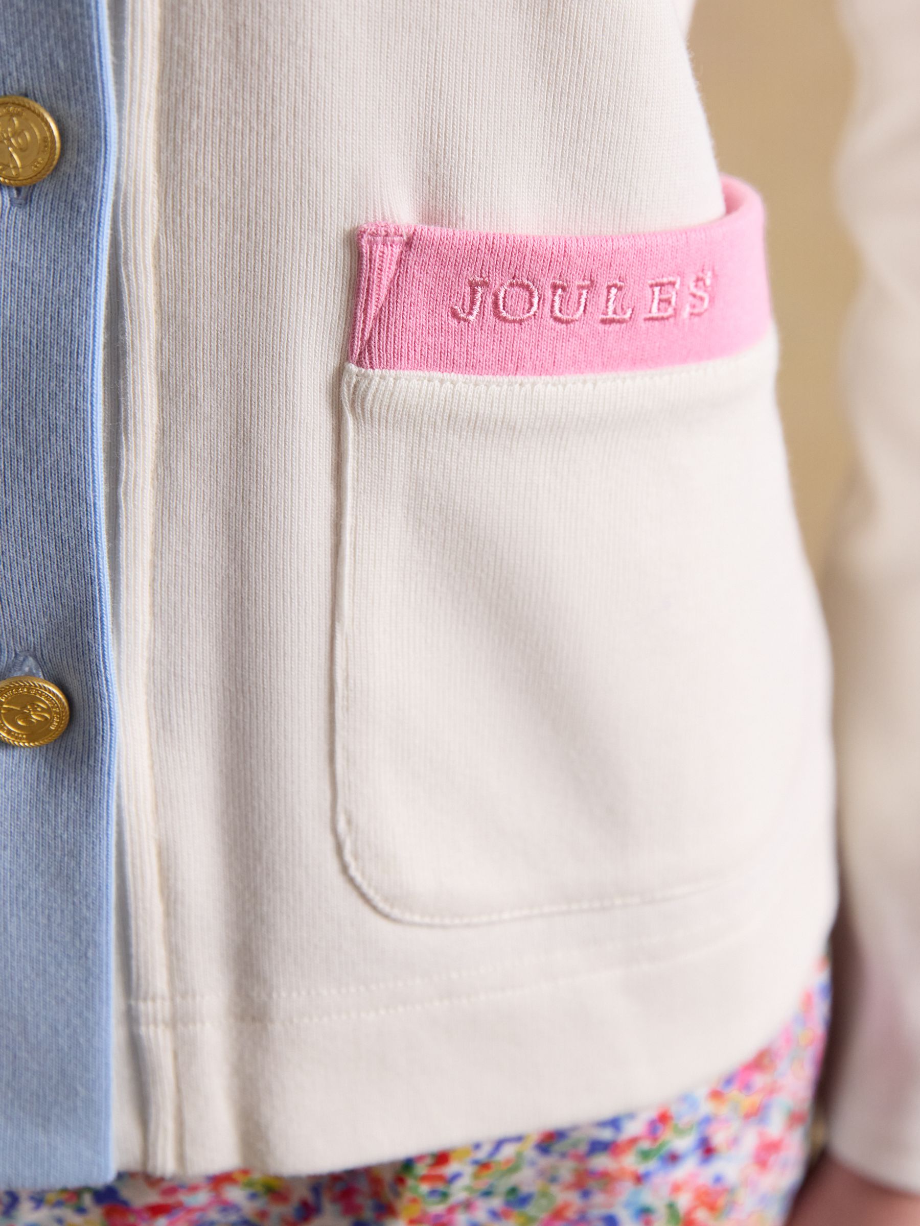 Premium Ribbed Embroidered Cream Striped Jersey Cardigan - Image 5 of 11