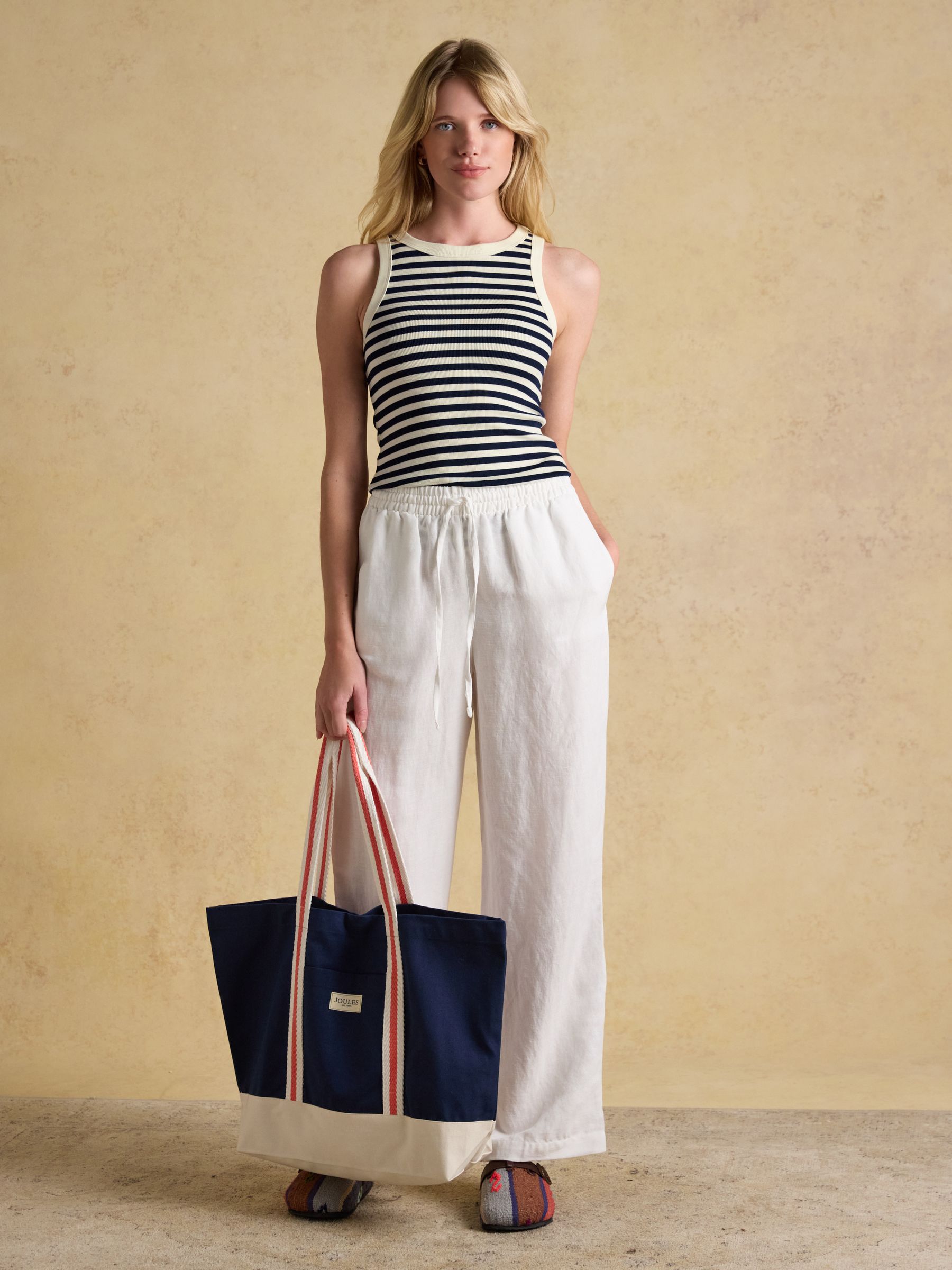 Sofia Navy Stripe Ribbed Cotton Rich Jersey Vest - Image 3 of 6