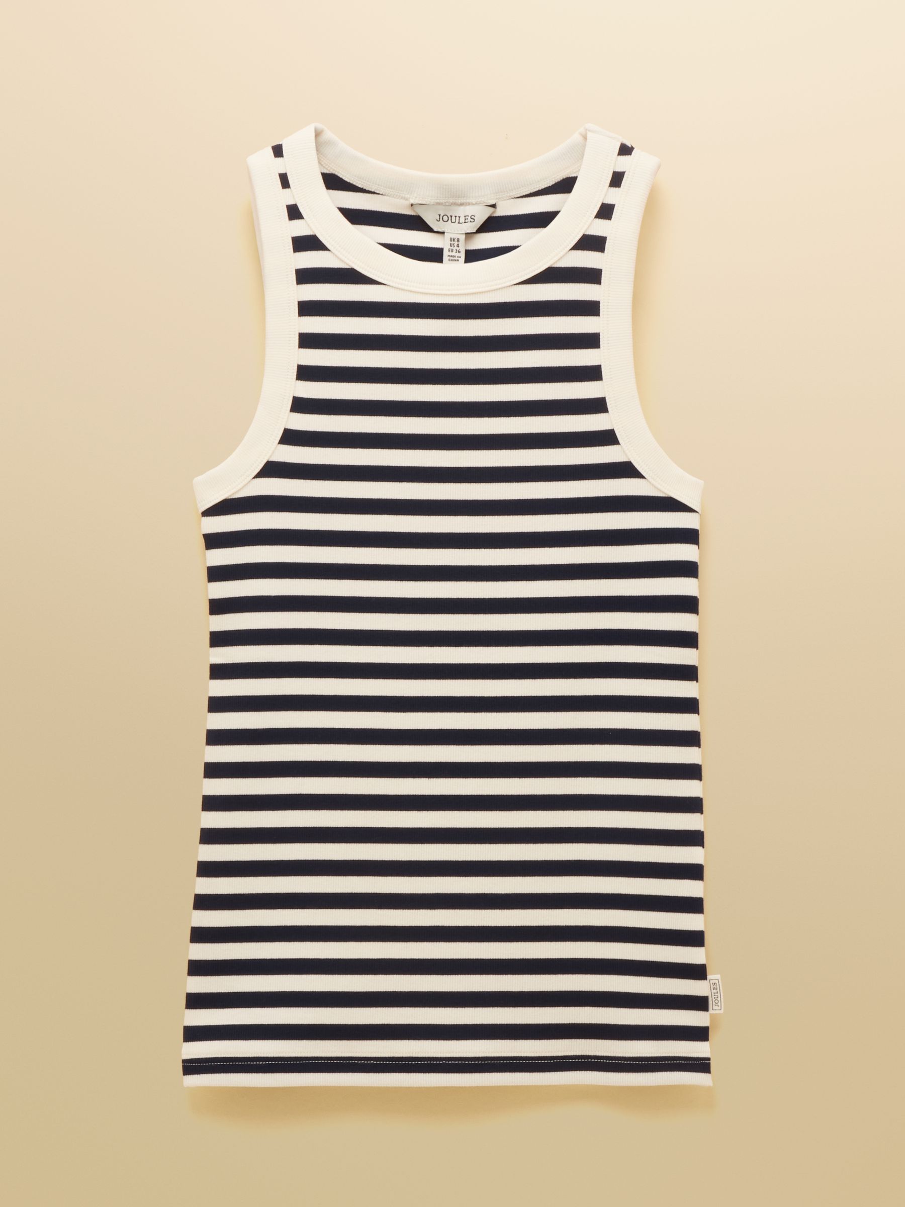 Sofia Navy Stripe Ribbed Cotton Rich Jersey Vest - Image 6 of 6