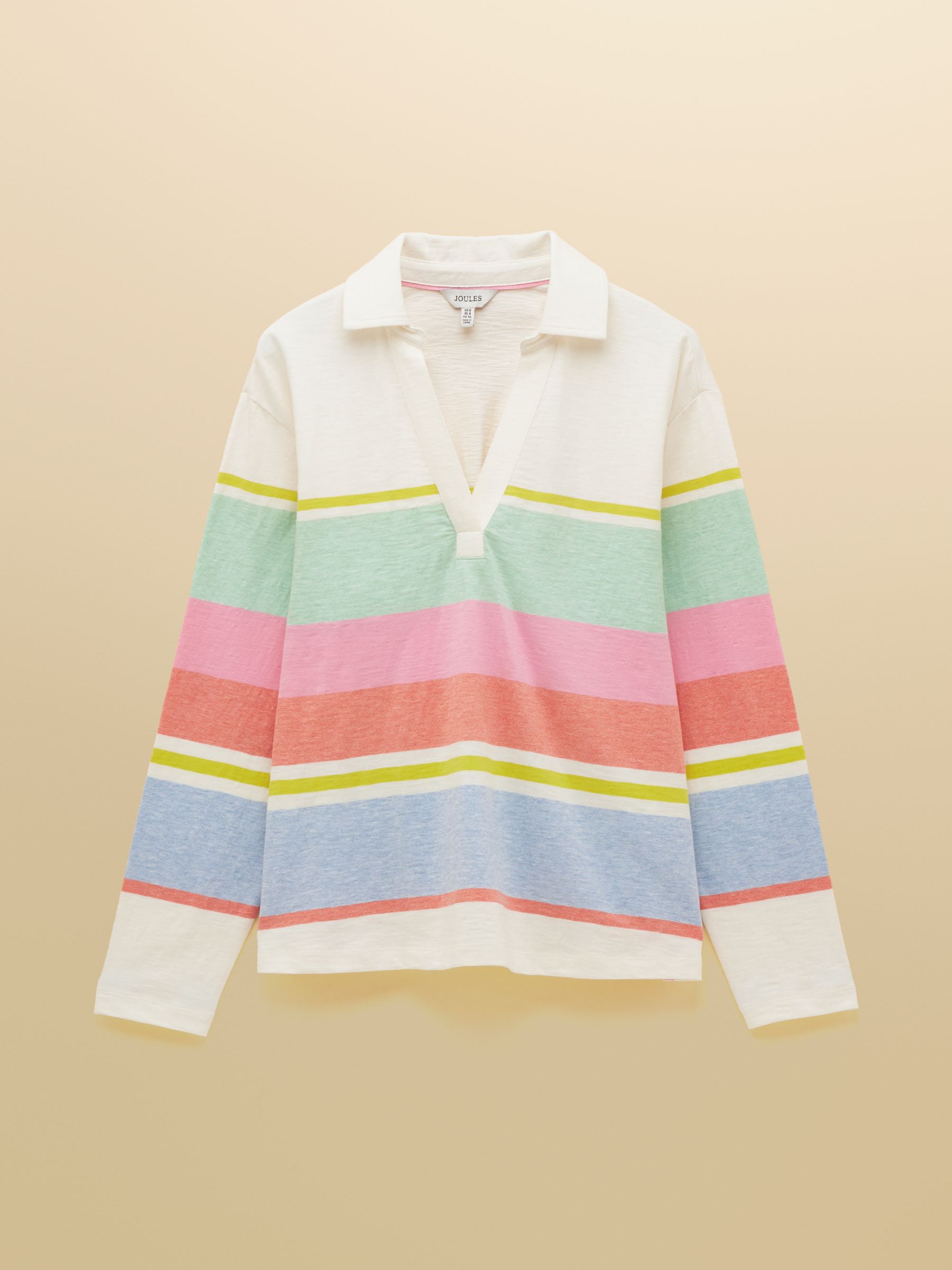 Tallie Multi Stripe Combed Cotton Slub Collared Jersey Top - Image 9 of 9