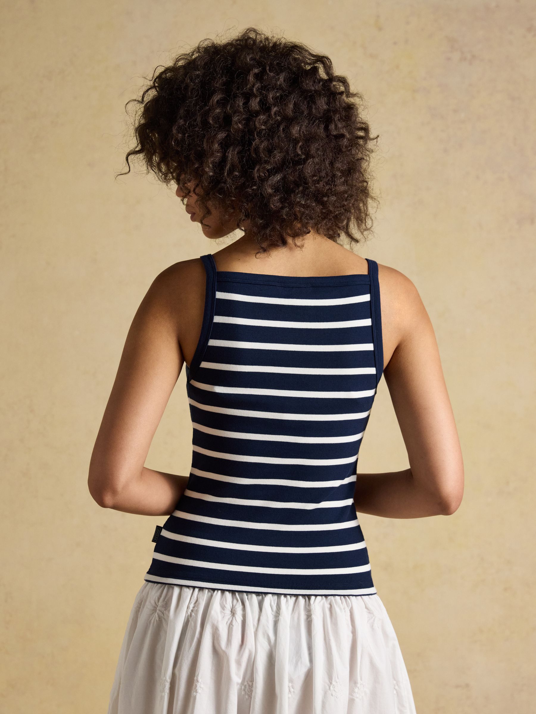 Gia Navy & White Striped Square Neck Ribbed Vest - Image 2 of 7