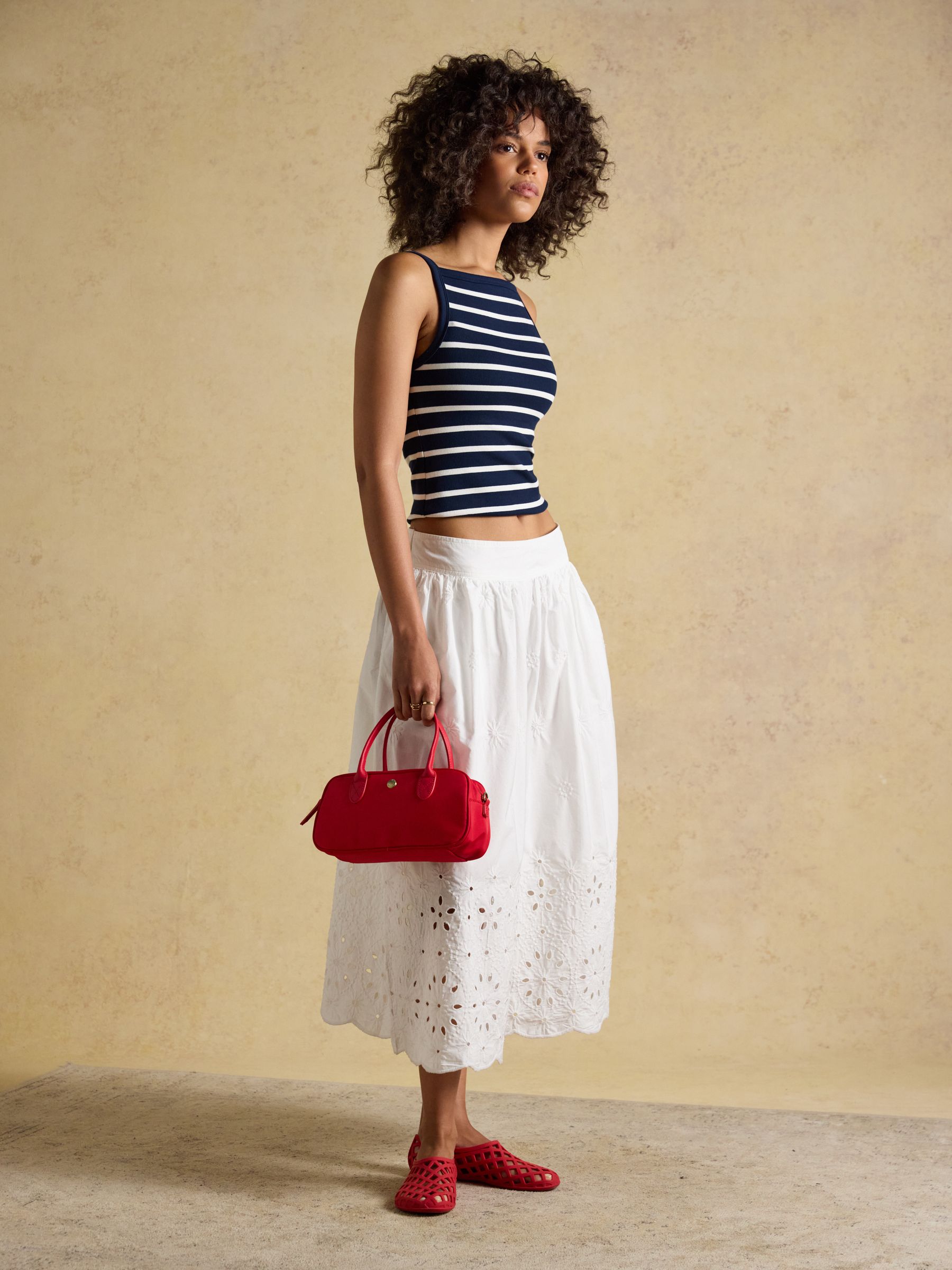 Gia Navy & White Striped Square Neck Ribbed Vest - Image 4 of 7