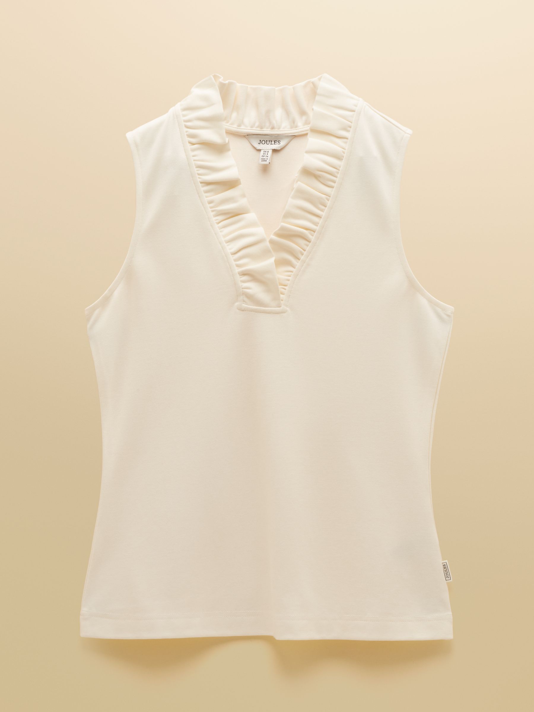 Heidi Cream Sleeveless Frill Neck Jersey Top - Image 6 of 6