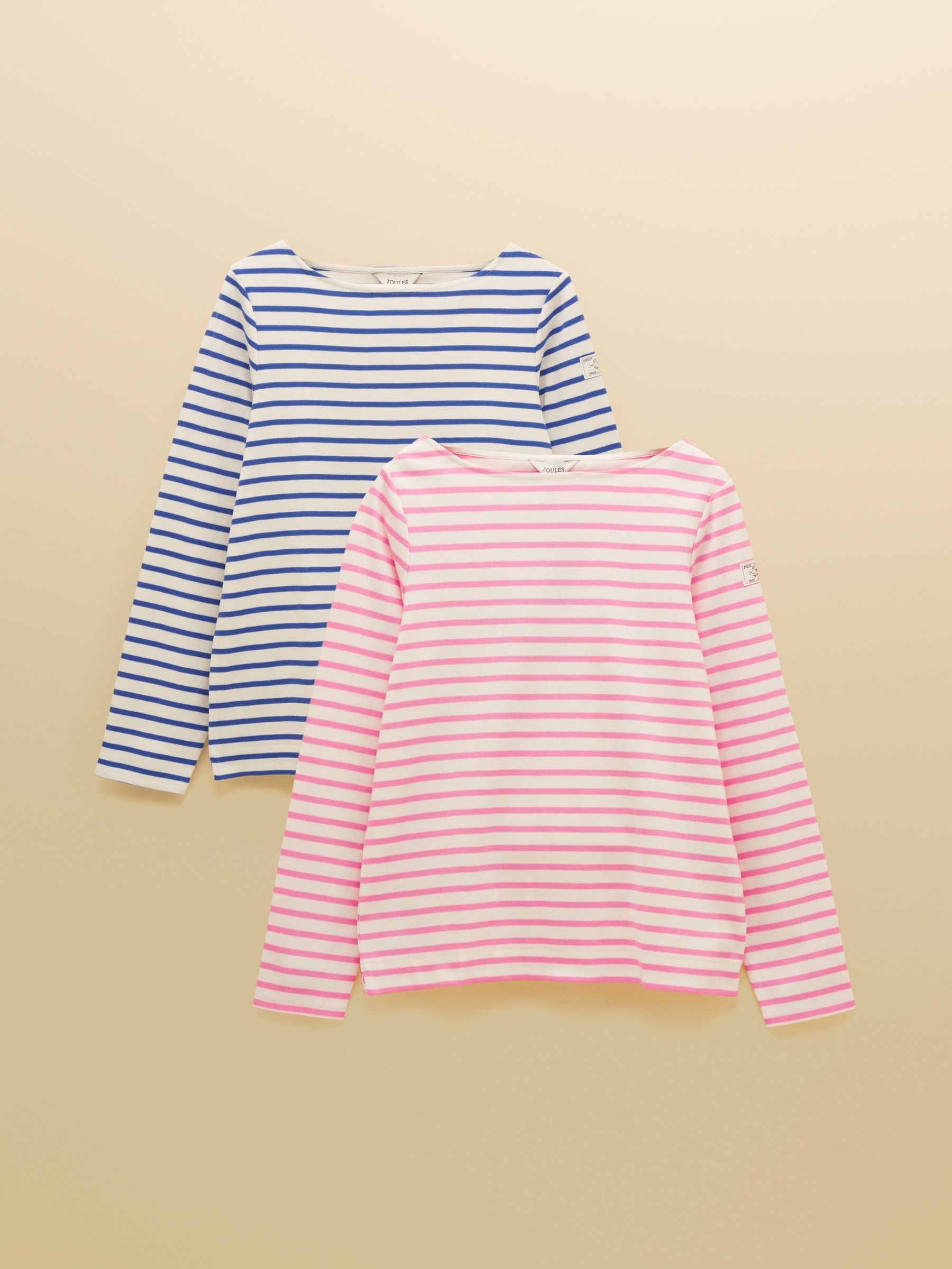 Harbour Blue & Pink Stripe Boat Neck Breton Tops 2 Pack - Image 1 of 11