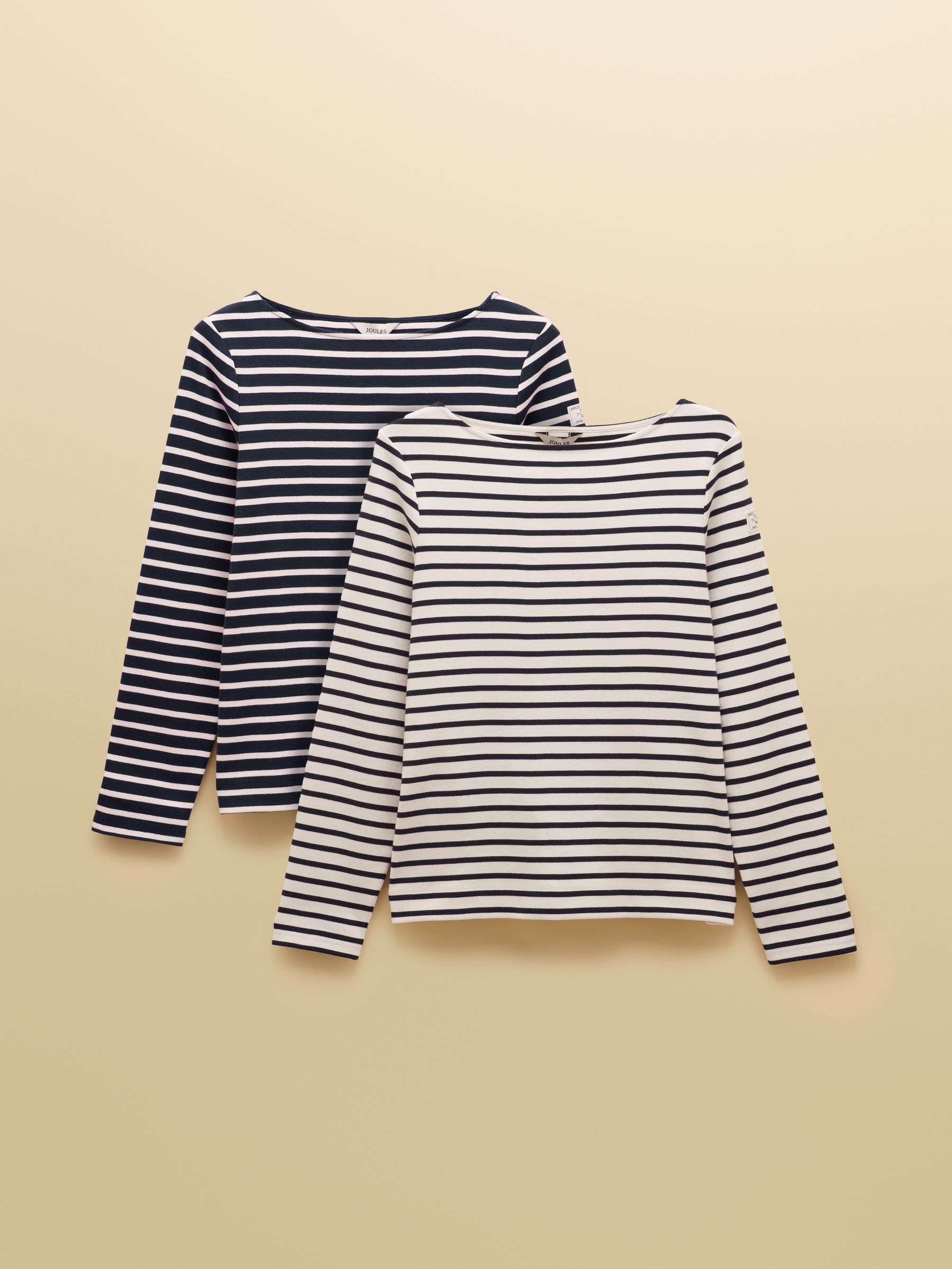 Harbour Navy & Creme Striped Boat Neck Breton Tops (2 Pack) - Image 1 of 7