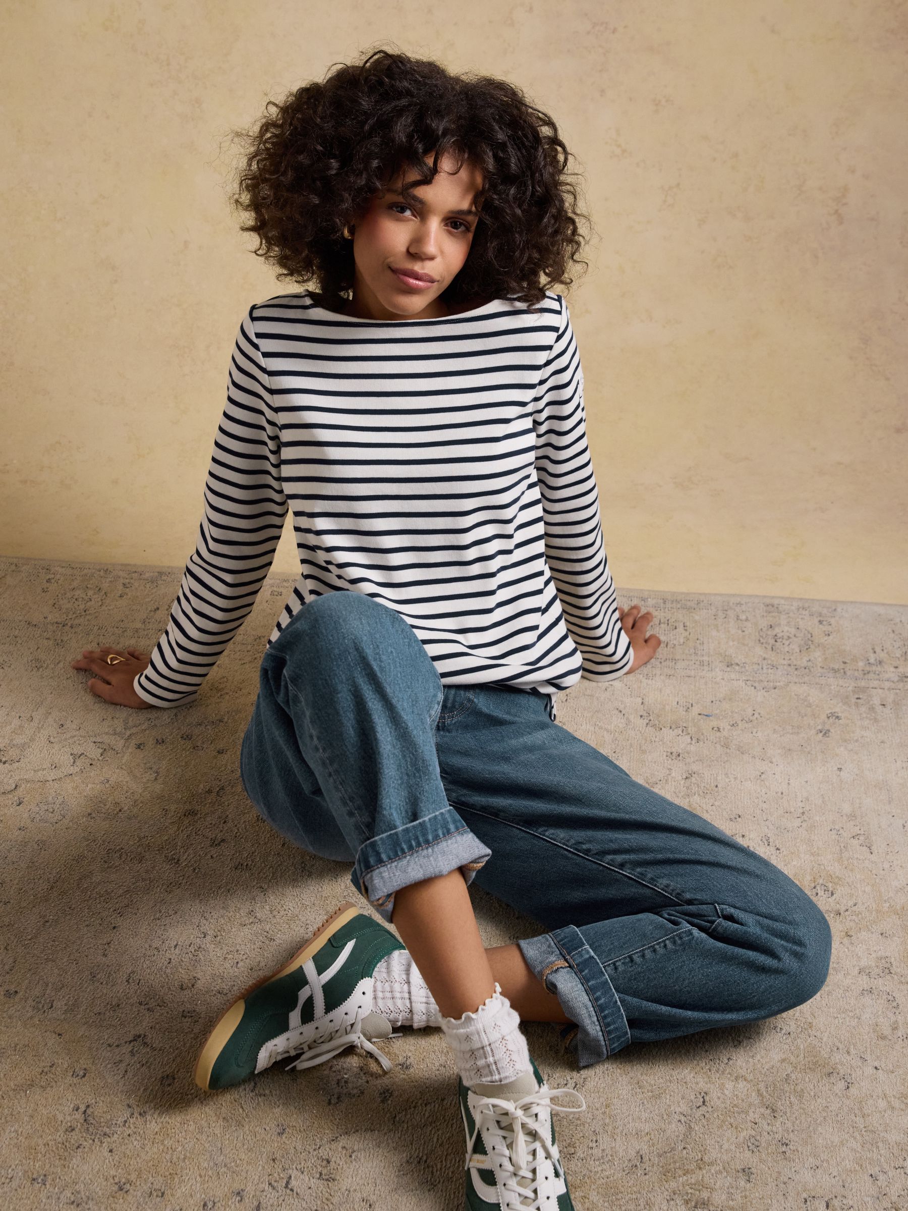 Harbour Navy & Creme Striped Boat Neck Breton Tops (2 Pack) - Image 5 of 7