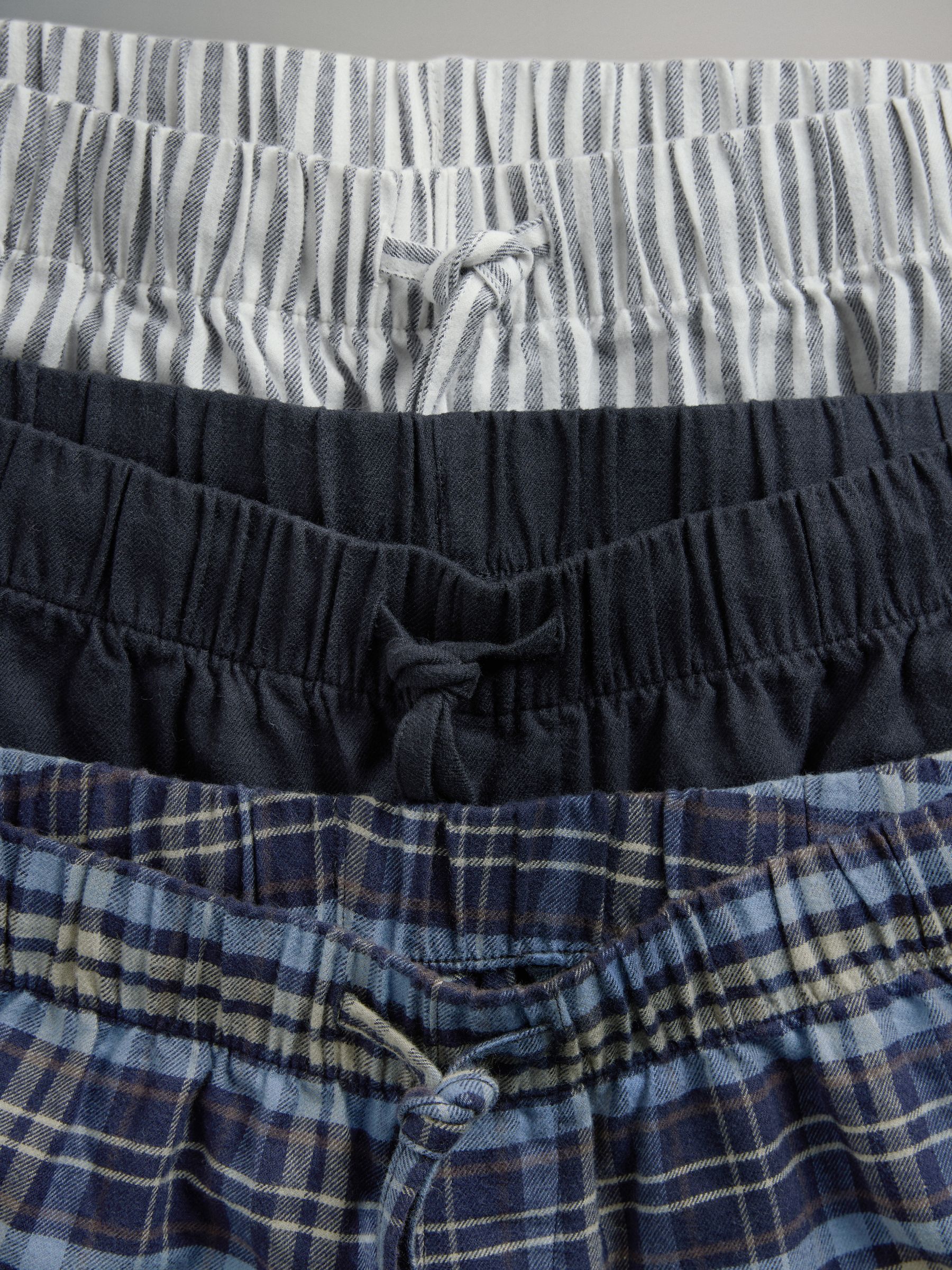 Cream/Grey/Blue 3 Pack Jersey T-Shirt and Flannel Pyjamas - Image 5 of 6