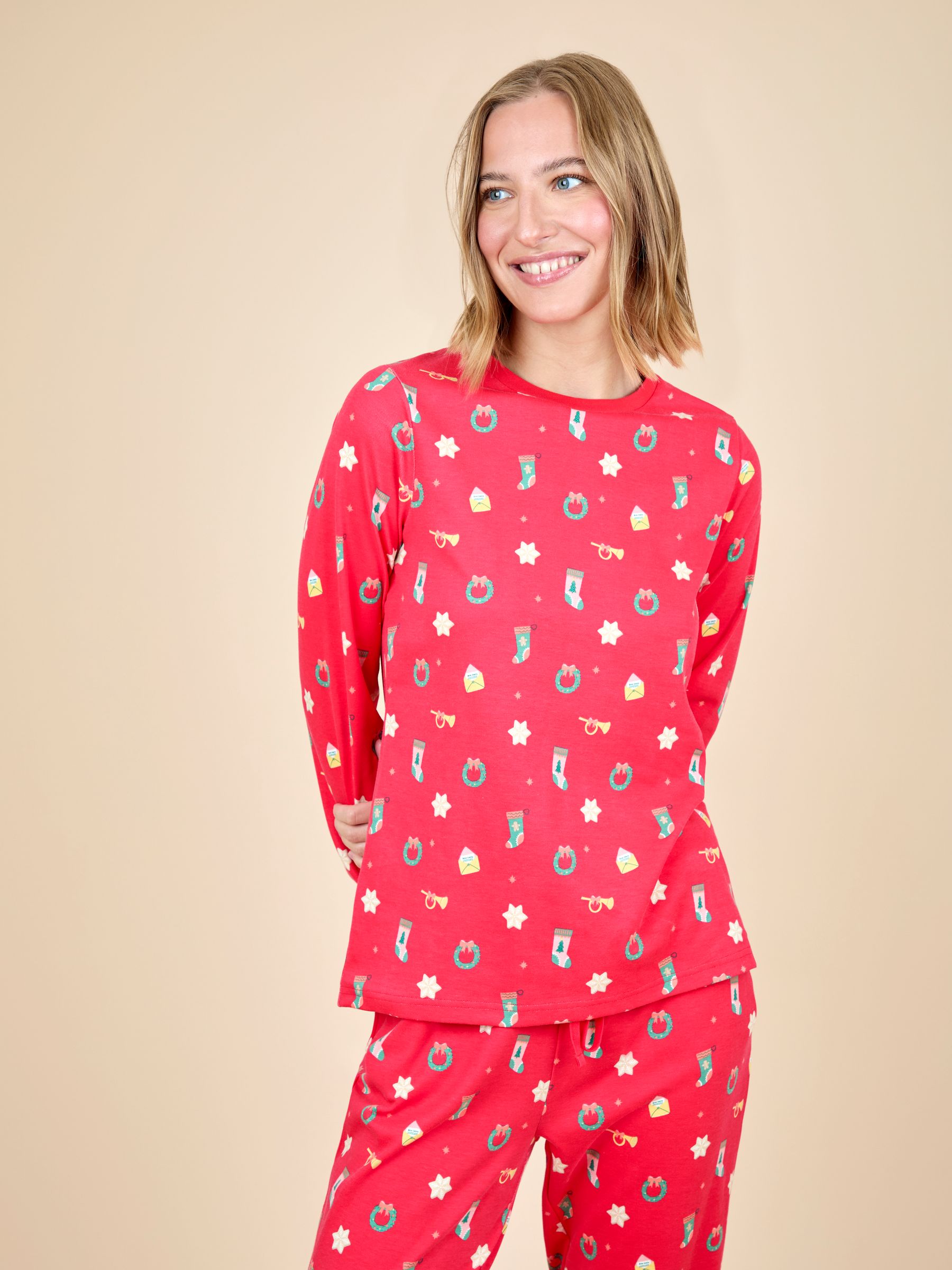 Red Womens Jersey Pyjamas Set - Image 3 of 5