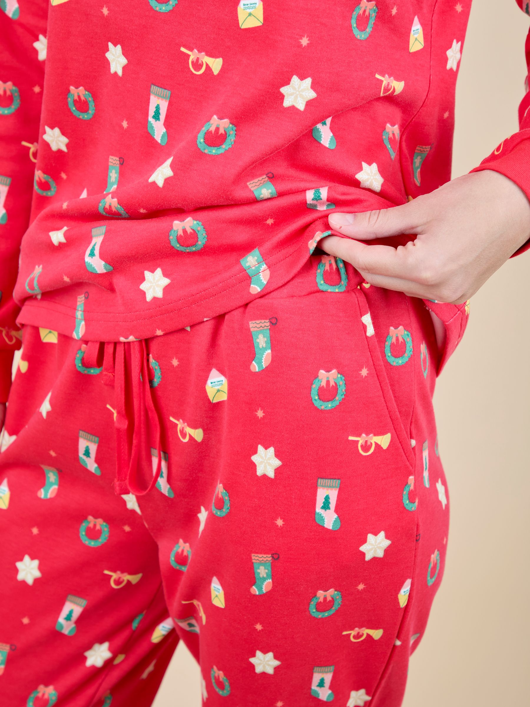 Red Womens Jersey Pyjamas Set - Image 5 of 5
